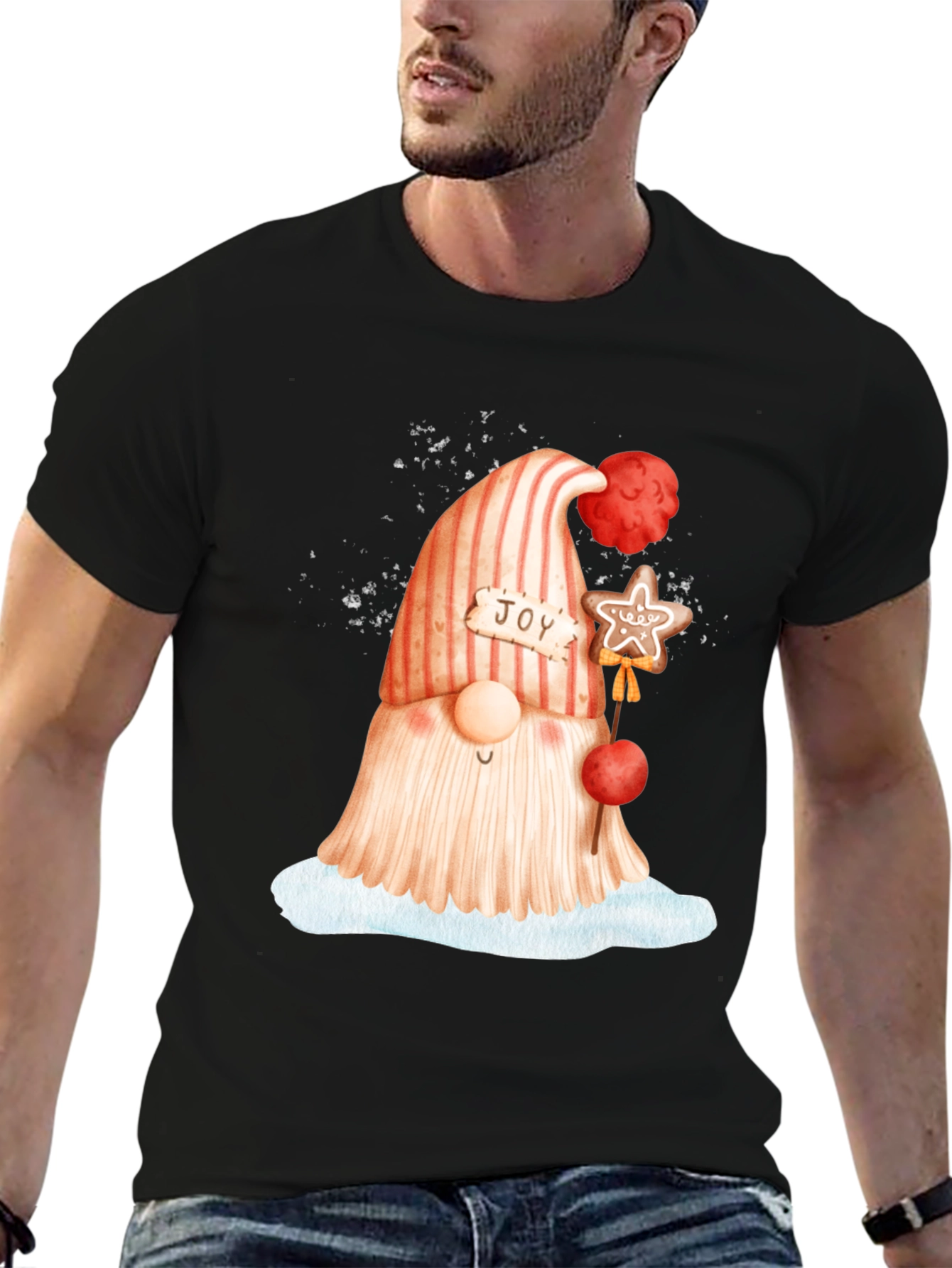 Festive Gnome Graphic Tee - Holiday Cheer