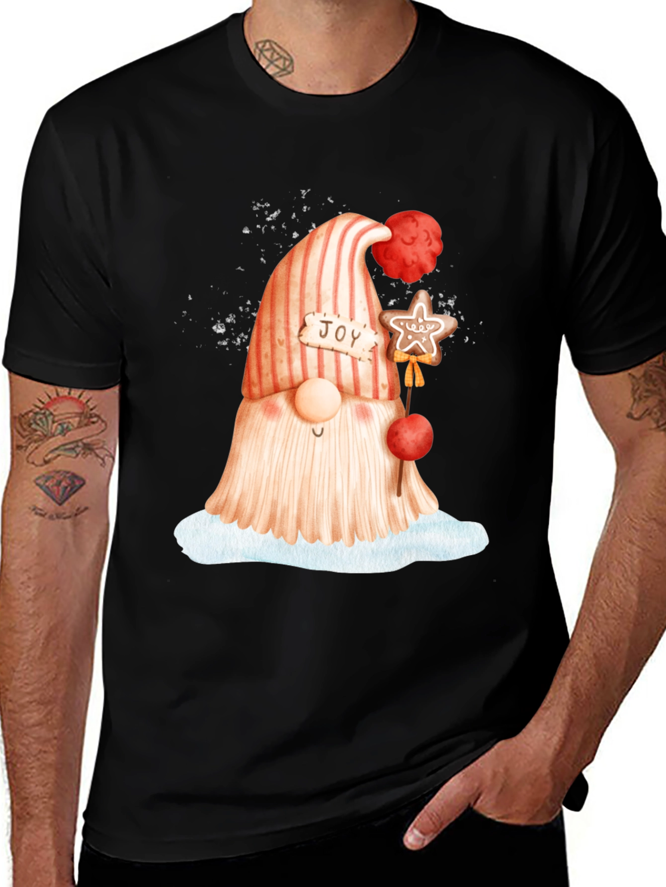 Festive Gnome Graphic Tee - Holiday Cheer