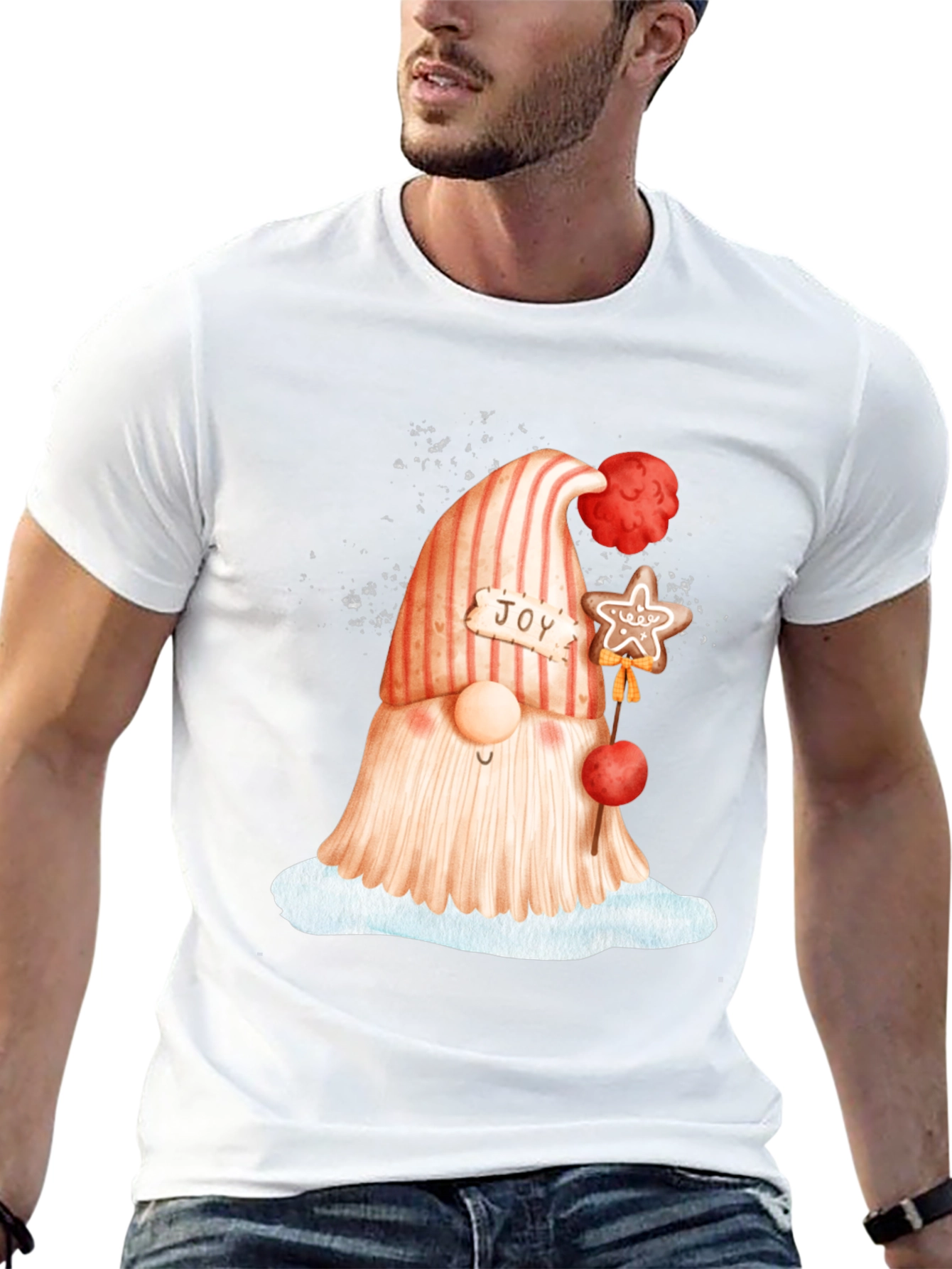 Festive Gnome Graphic Tee - Holiday Cheer
