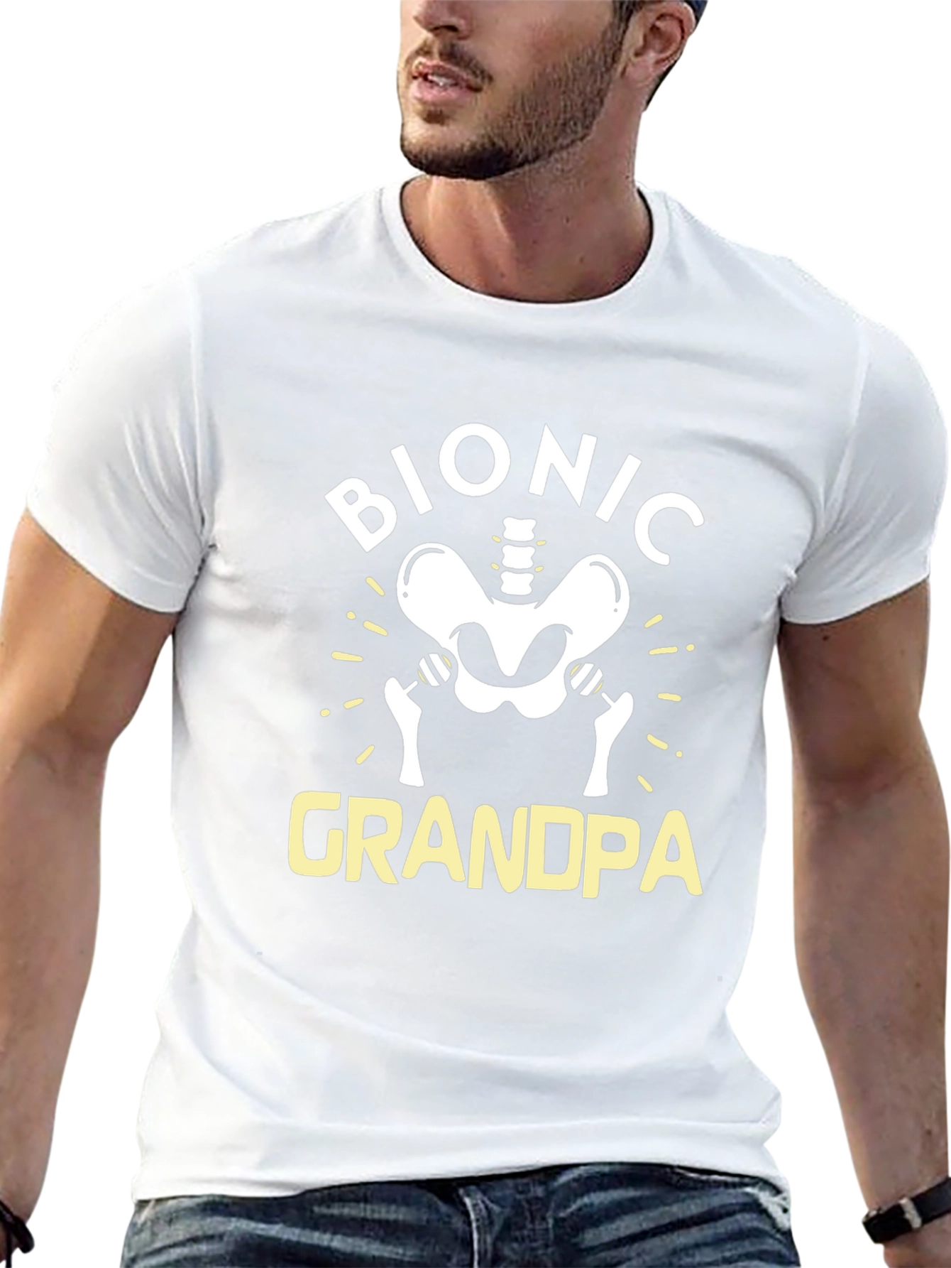 Bionic Grandpa Graphic Tee - Funny Hip Replacement T-Shirt