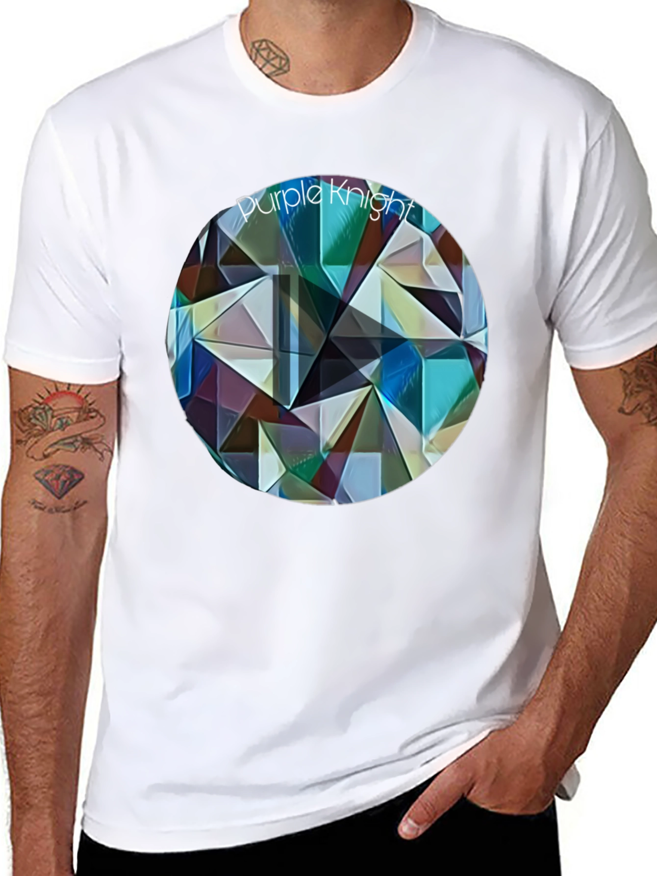Purple Knight Geometric T-Shirt - Modern Artistic Design