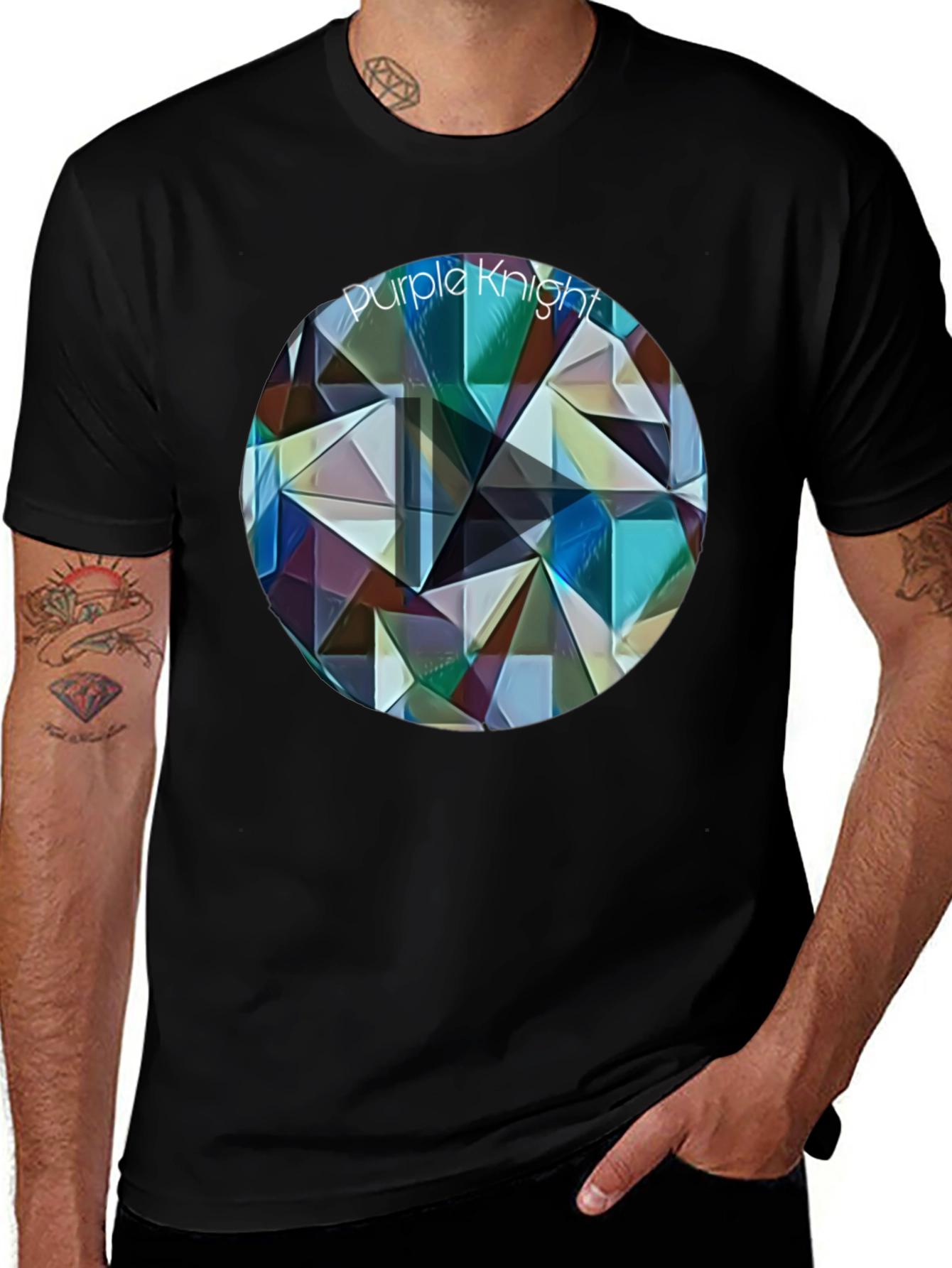Purple Knight Geometric T-Shirt - Modern Artistic Design