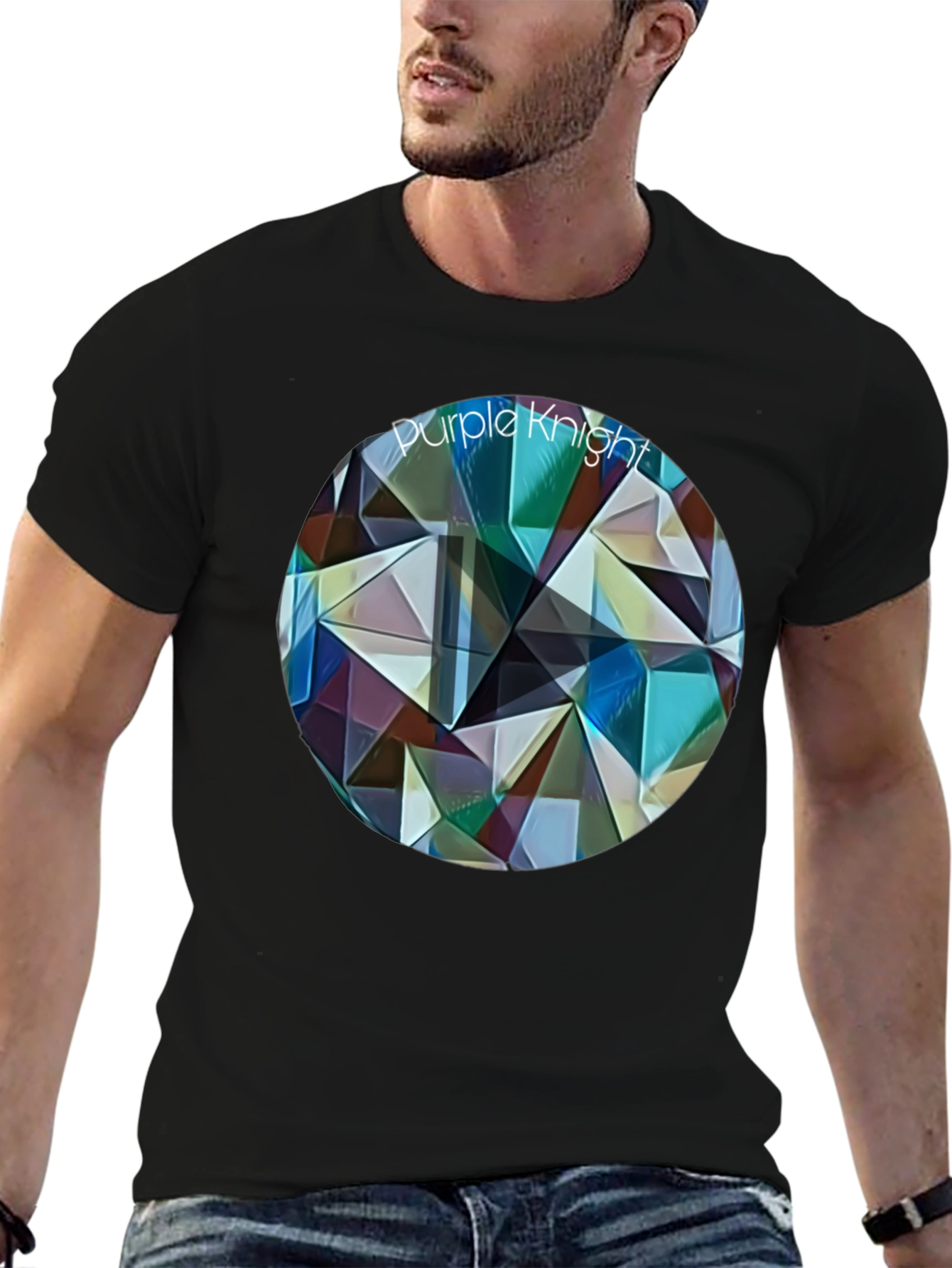 Purple Knight Geometric T-Shirt - Modern Artistic Design