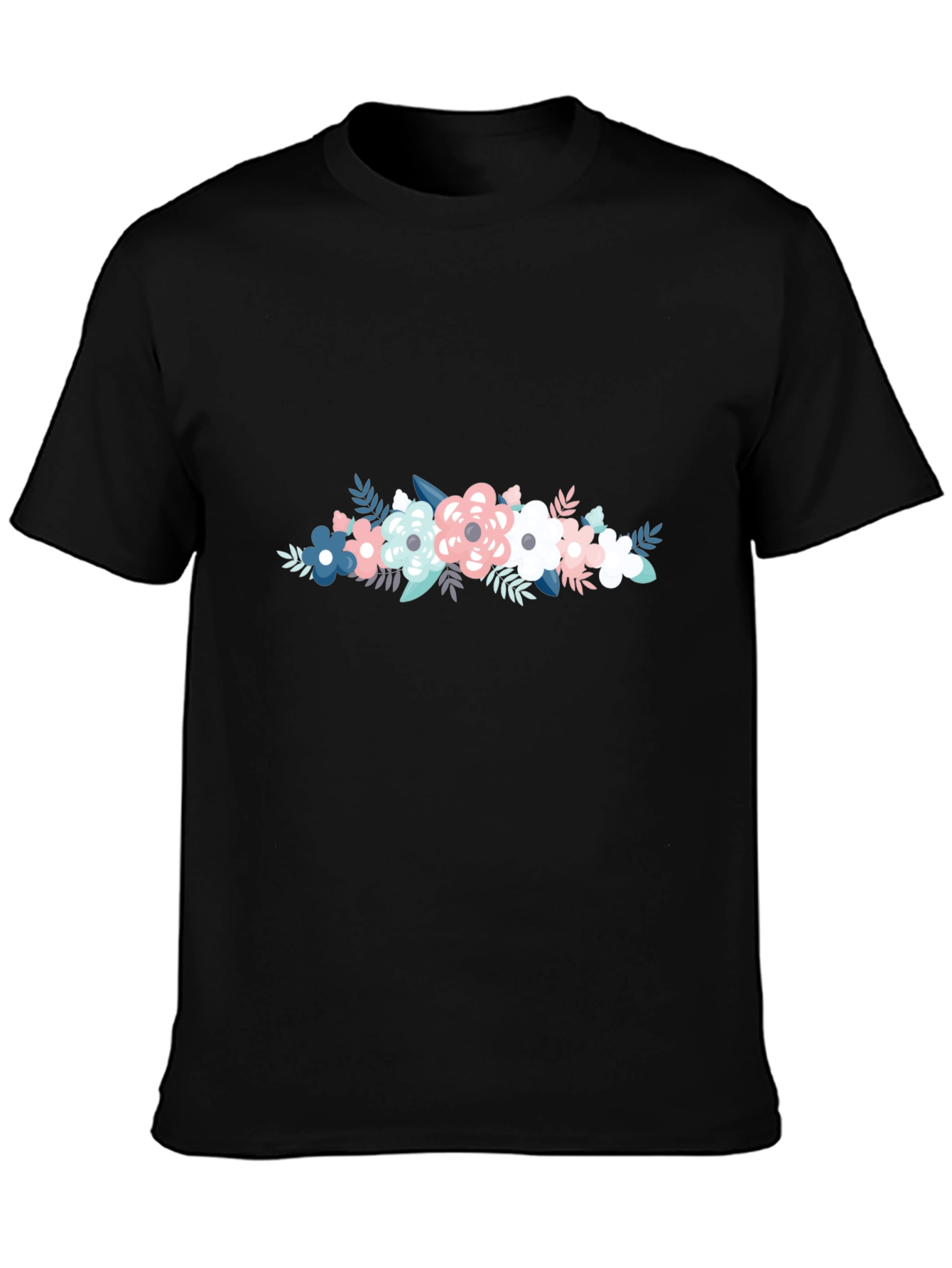 Floral Graphic Tee - Stylish Mens Black T-Shirt