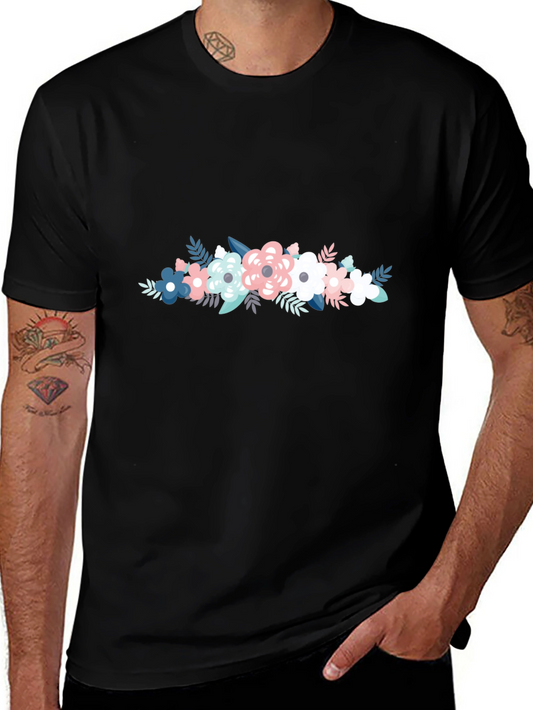 Floral Graphic Tee - Stylish Mens Black T-Shirt