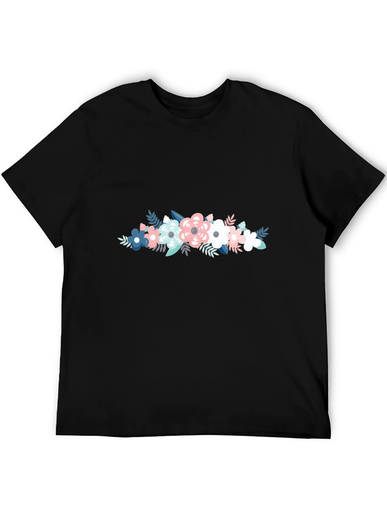 Floral Graphic Tee - Stylish Mens Black T-Shirt
