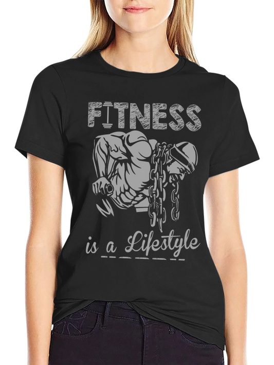 Fitness is a Lifestyle Black Graphic T-Shirt