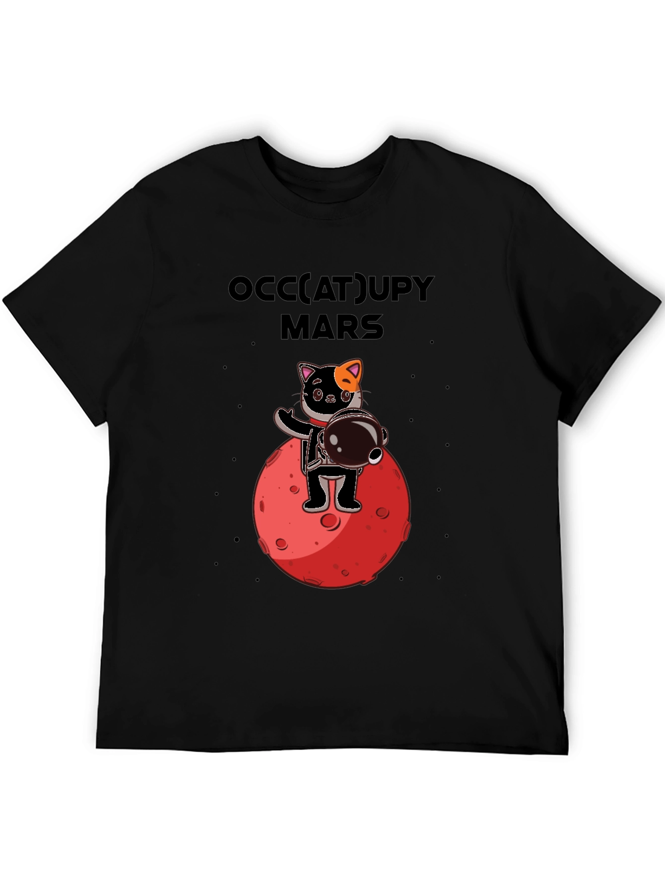 Occupy Mars Cat Graphic T-Shirt Space Humor Tee