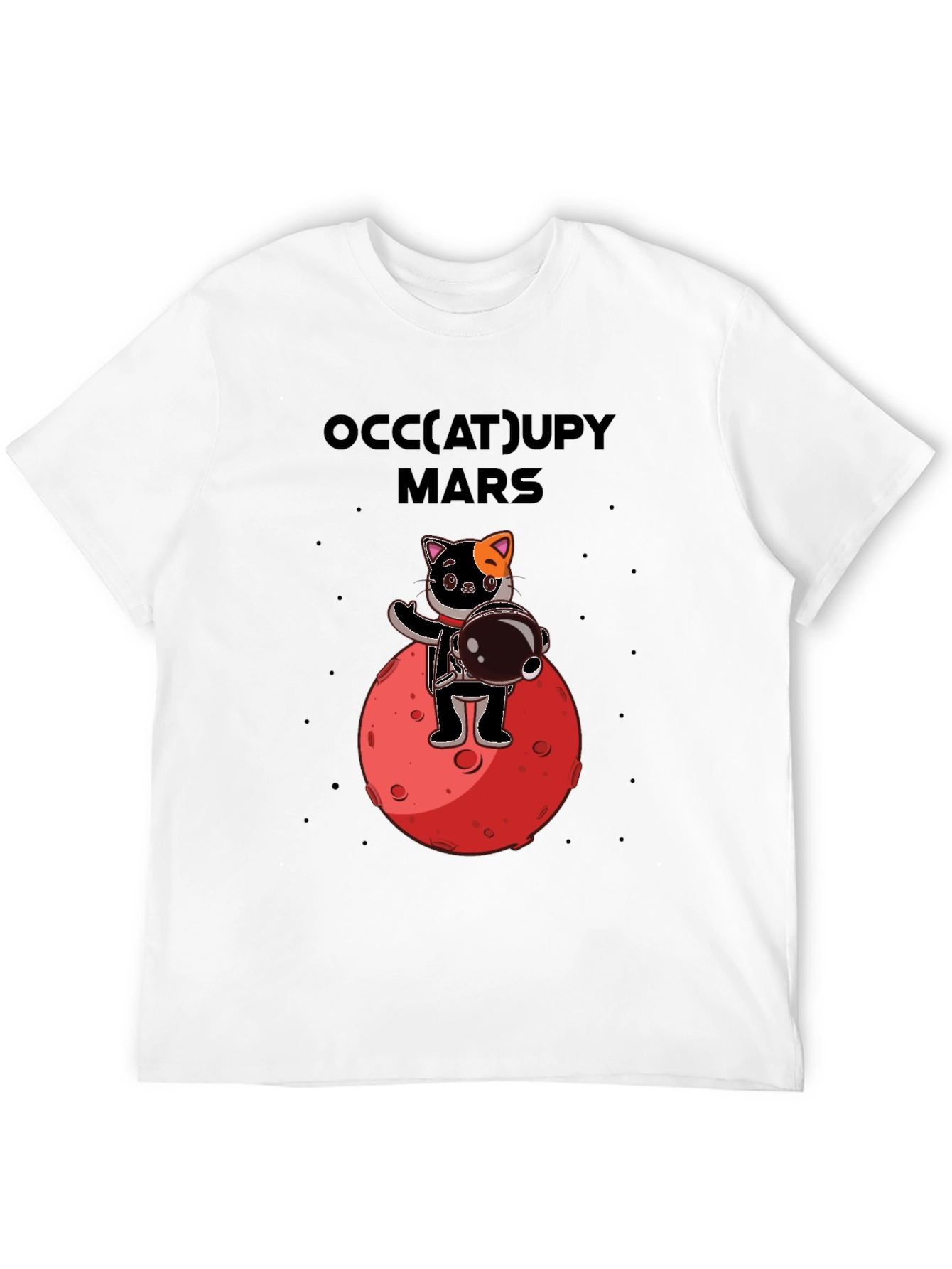 Occupy Mars Cat Graphic T-Shirt Space Humor Tee