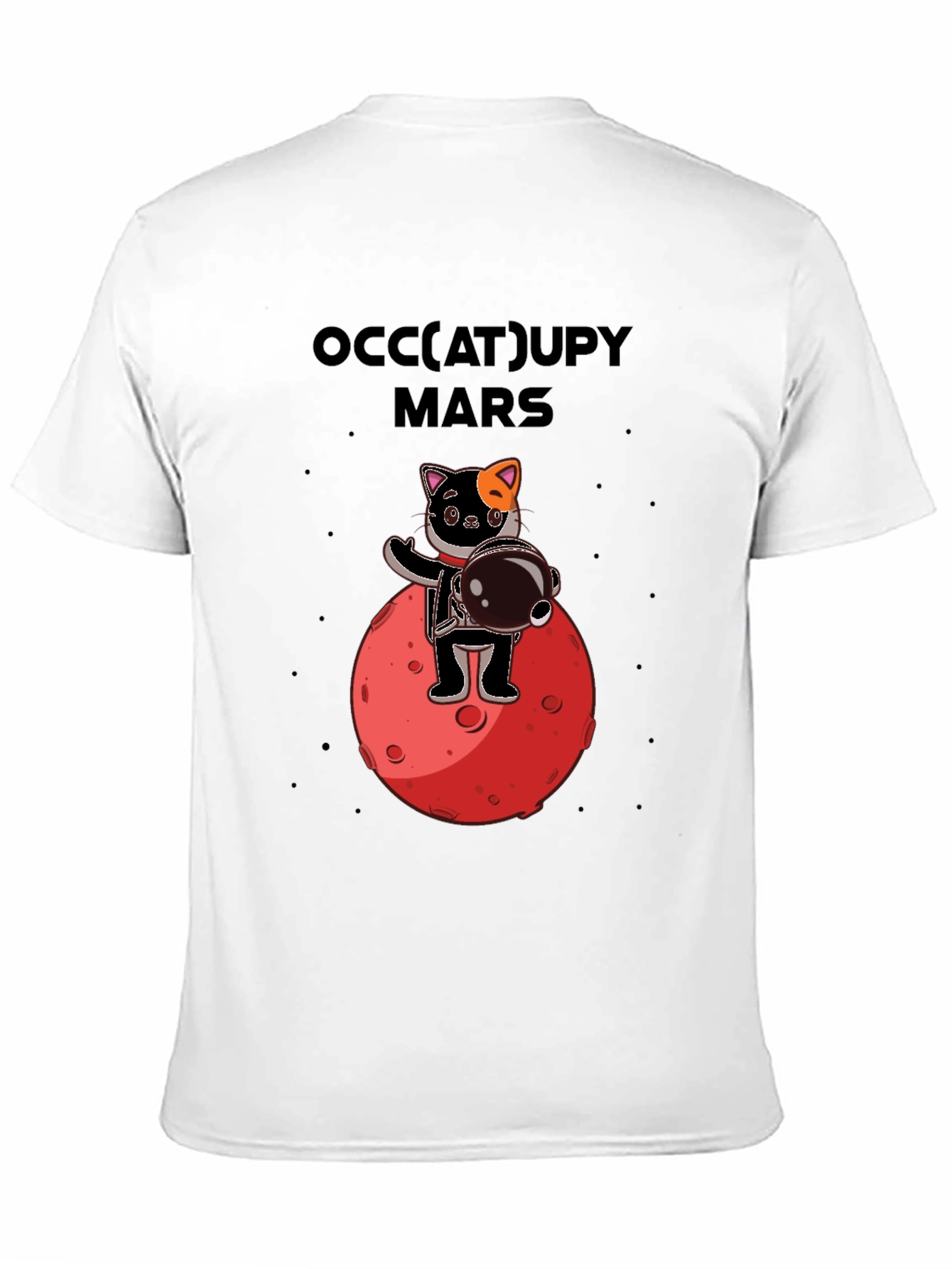 Occupy Mars Cat Graphic T-Shirt Space Humor Tee