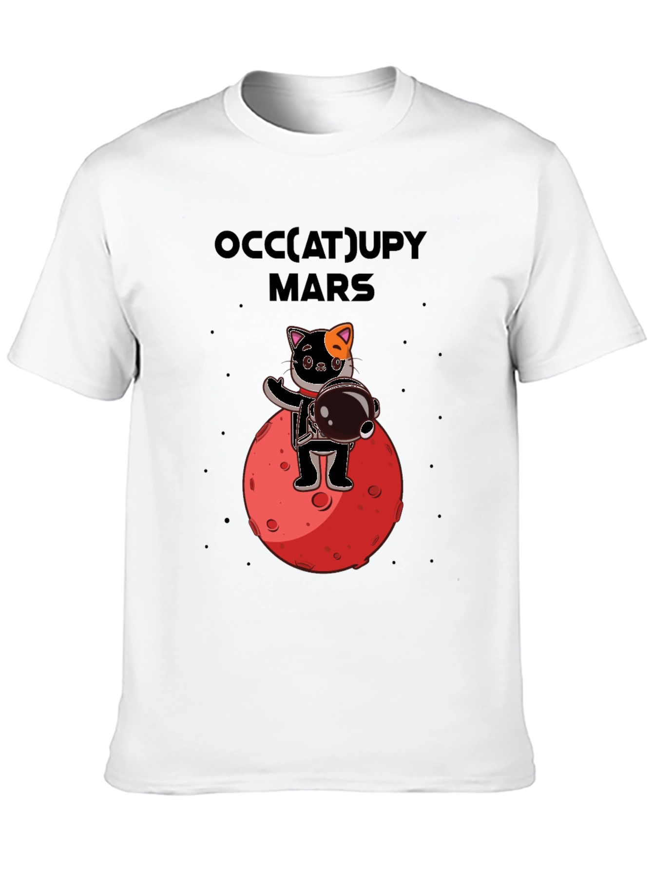 Occupy Mars Cat Graphic T-Shirt Space Humor Tee