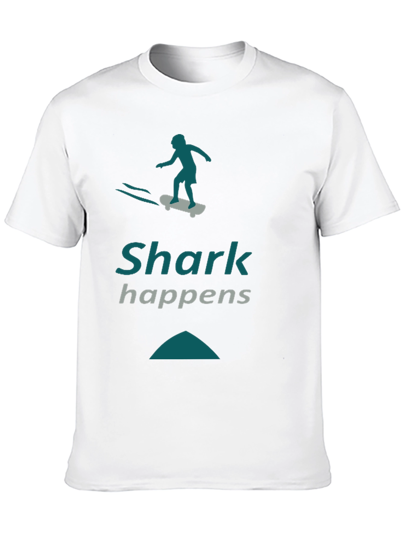 Shark Happens Skateboard Graphic Tee - Black Casual Shirt