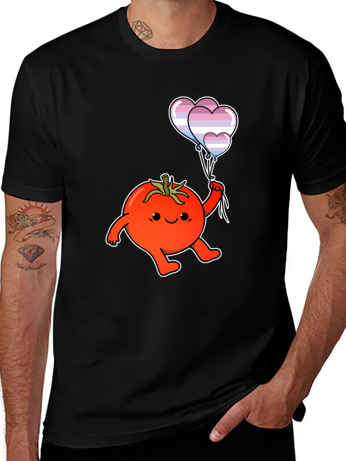 Tomato with Transgender Pride Balloons T-Shirt