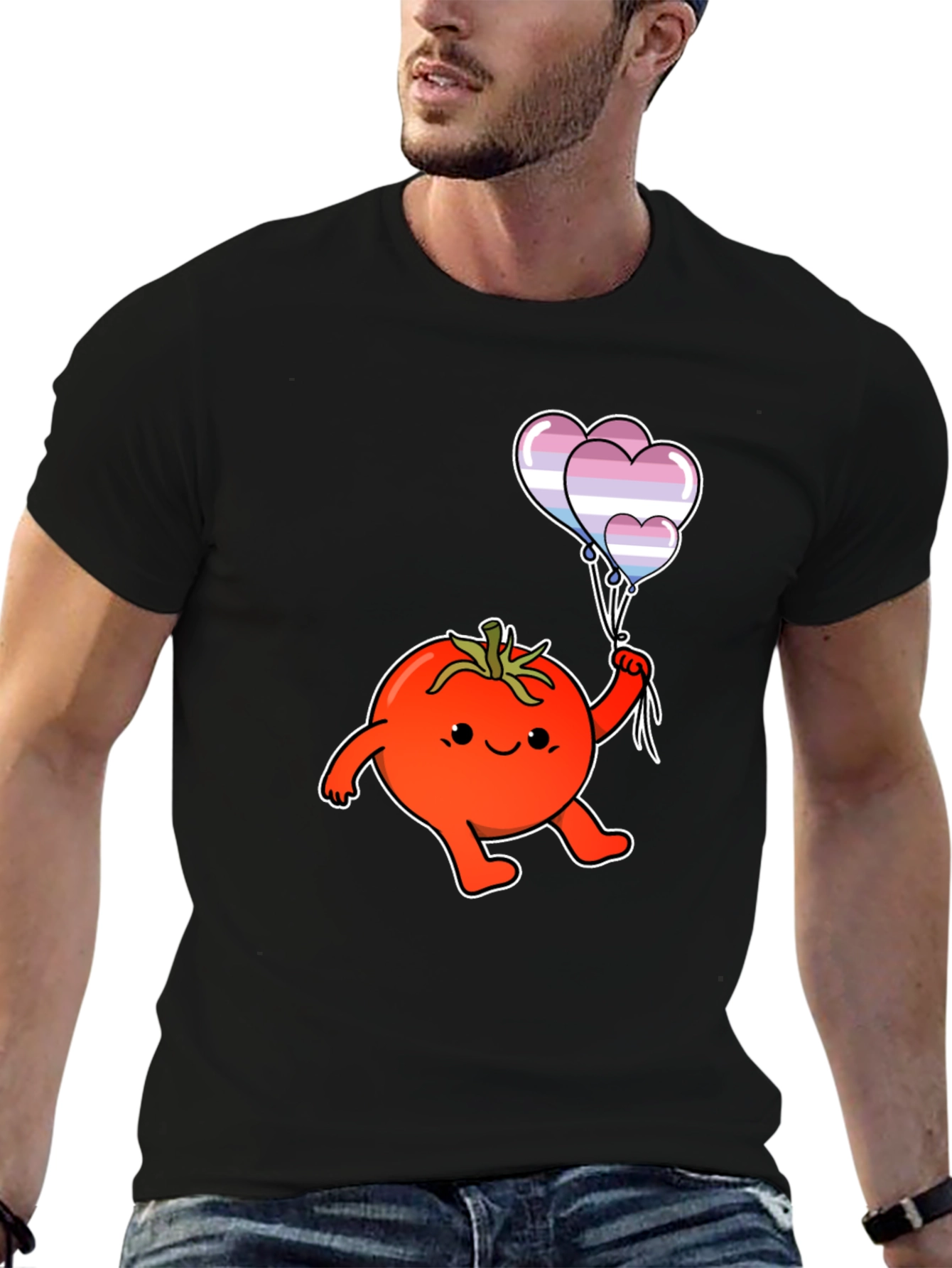 Tomato with Transgender Pride Balloons T-Shirt