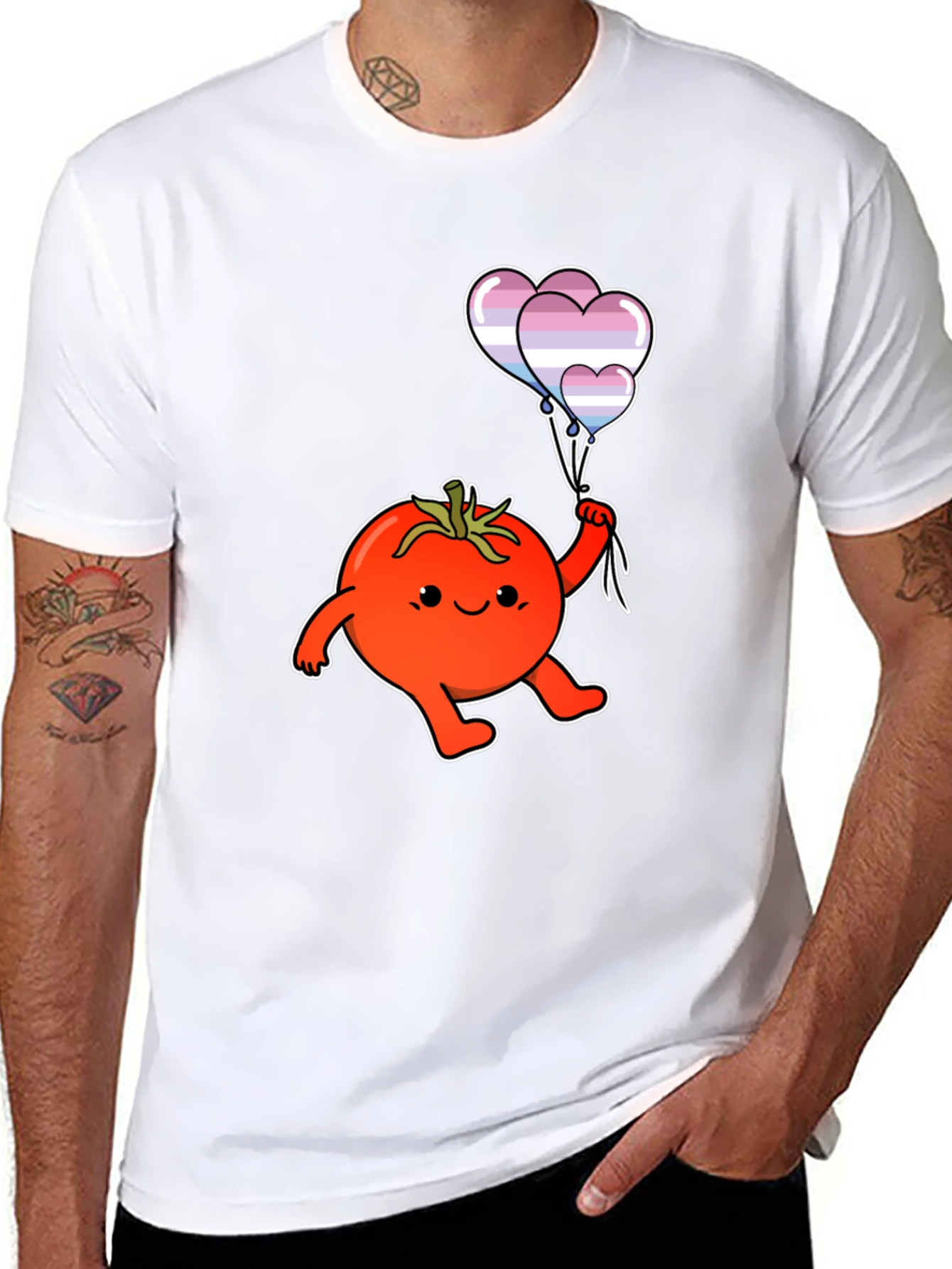 Tomato with Transgender Pride Balloons T-Shirt