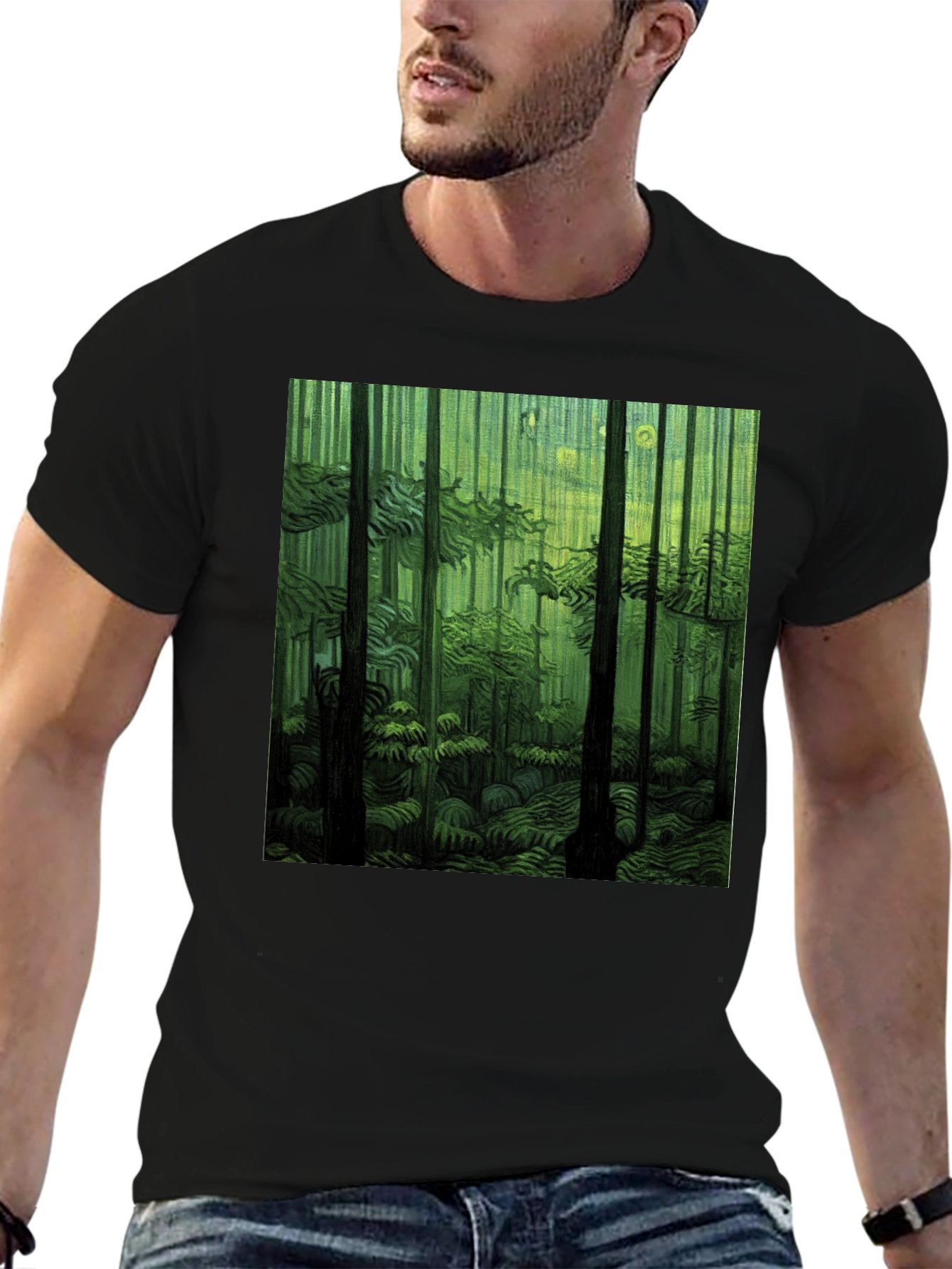 Forest Print Black T-Shirt