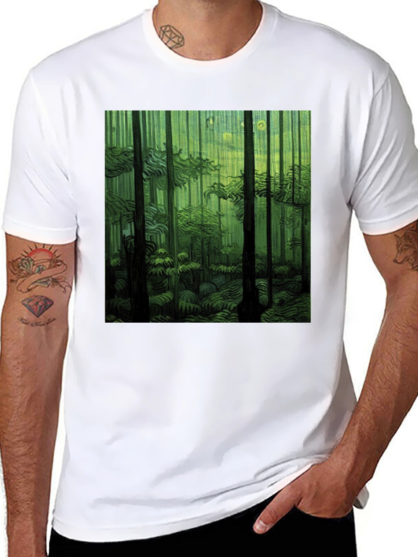 Forest Print Black T-Shirt