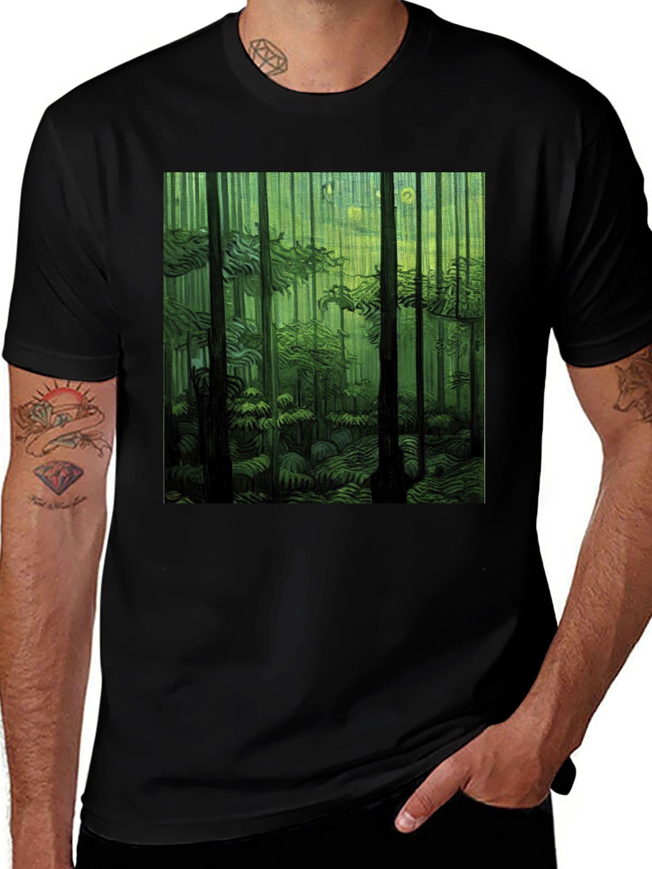 Forest Print Black T-Shirt