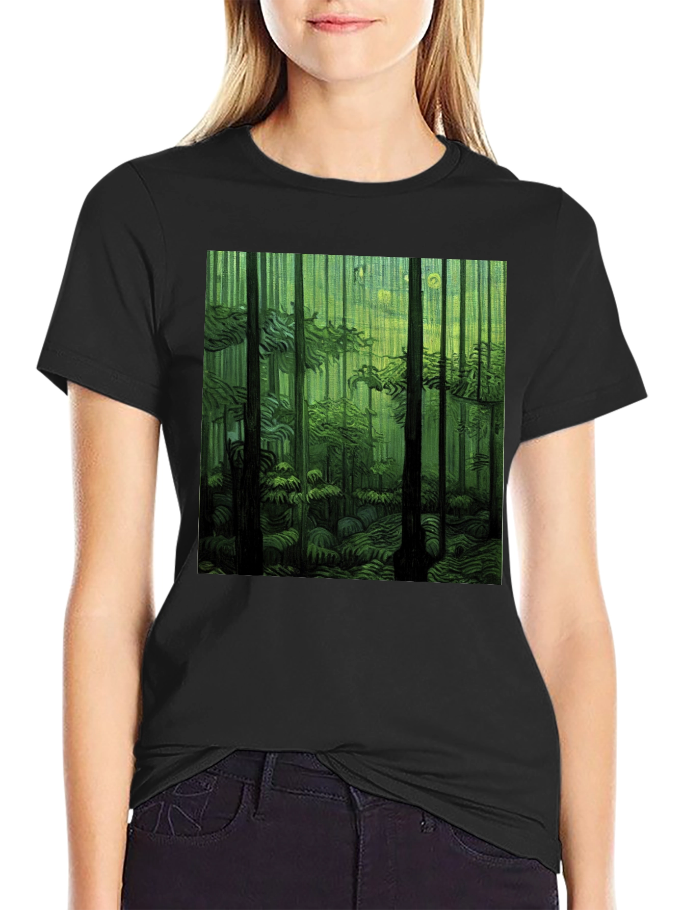 Forest Print Black T-Shirt