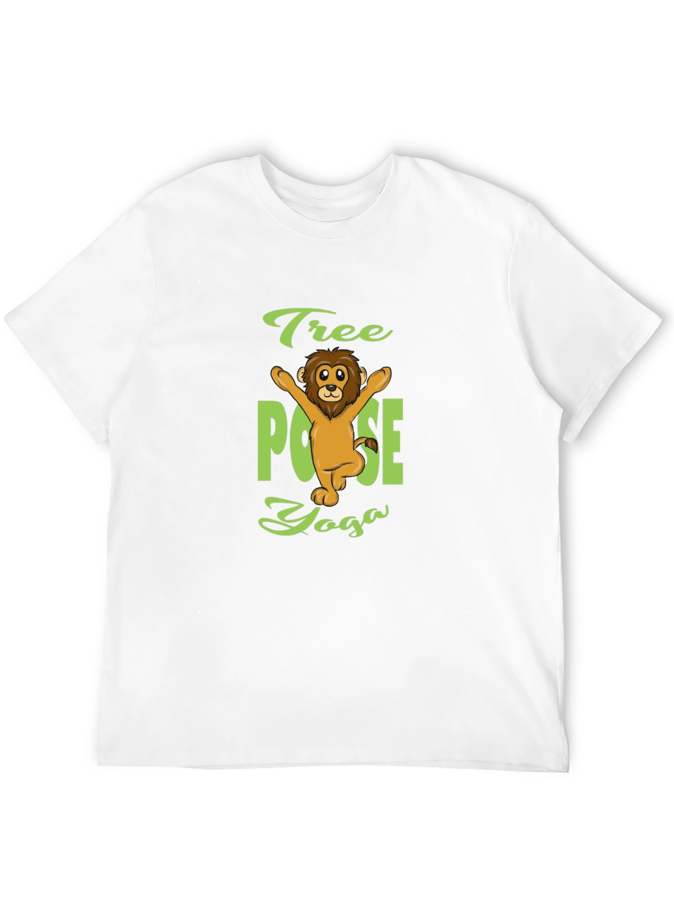 Tree Pose Yoga Lion T-Shirt - Black