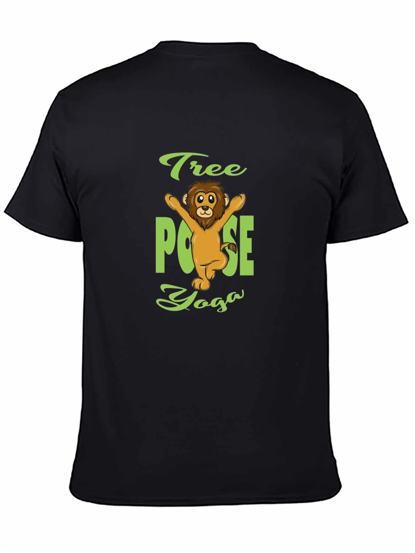 Tree Pose Yoga Lion T-Shirt - Black