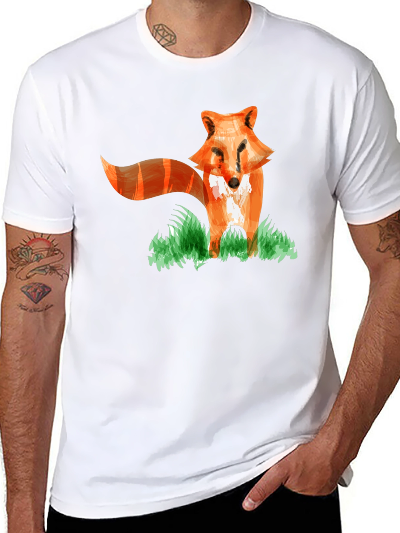 Fox Graphic Print T-Shirt - Fun Animal Tee