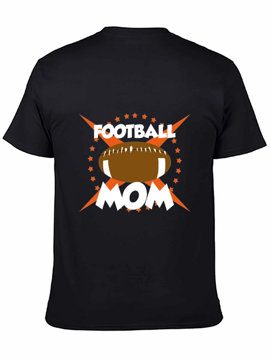 Football Mom Graphic Tee - Black Cotton Blend