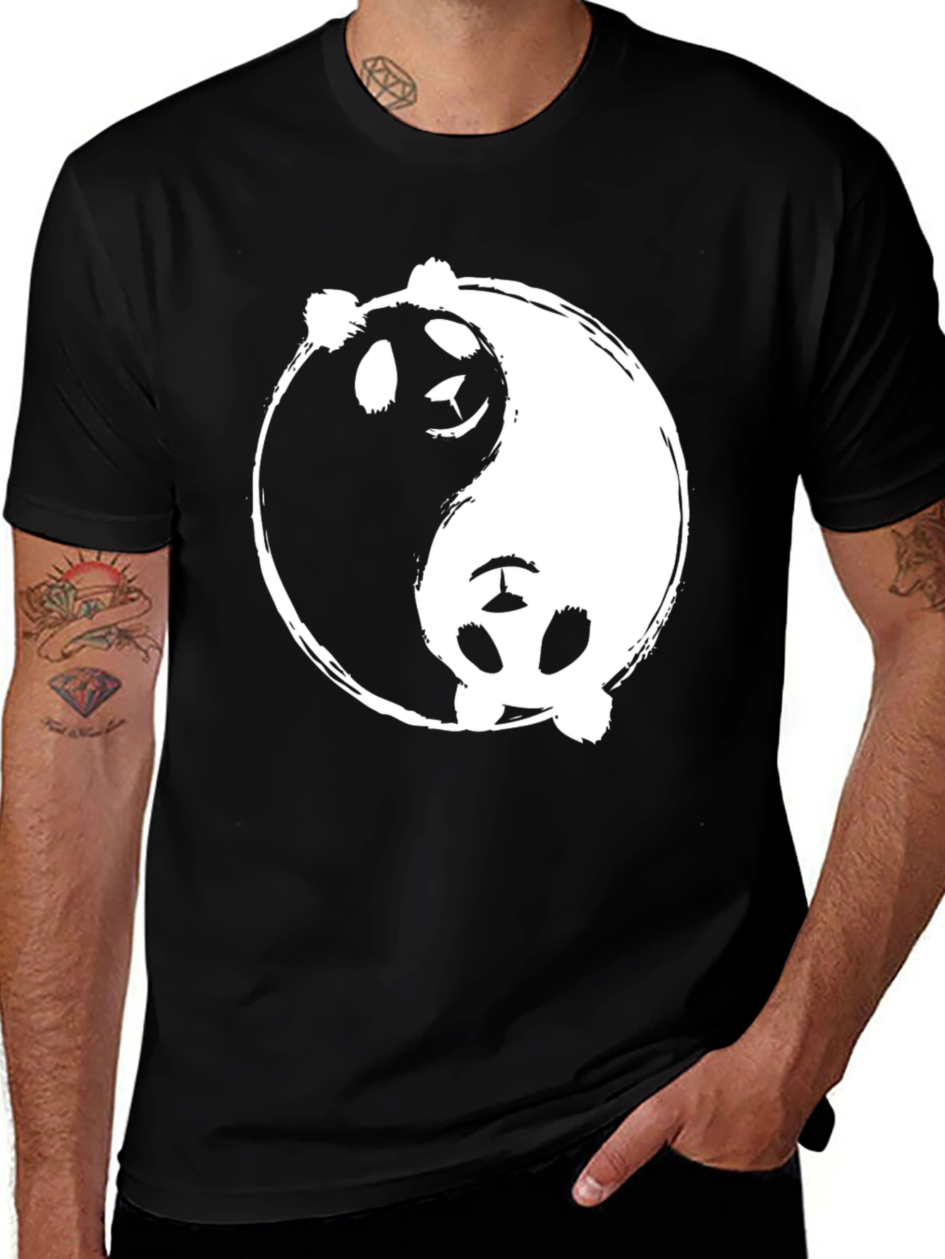 Yin Yang Panda Graphic Tee - Black