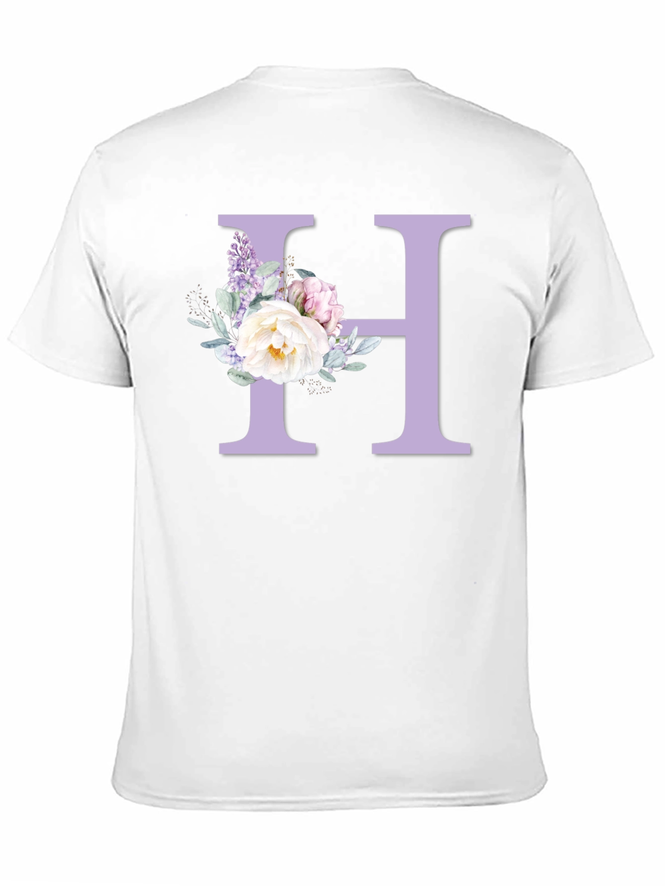 Floral Letter H Black T-shirt