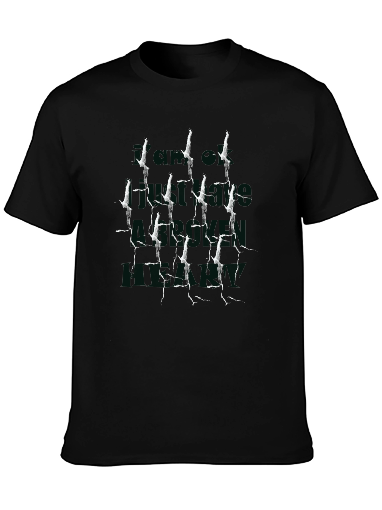 Cracked Print Graphic Tee - Black
