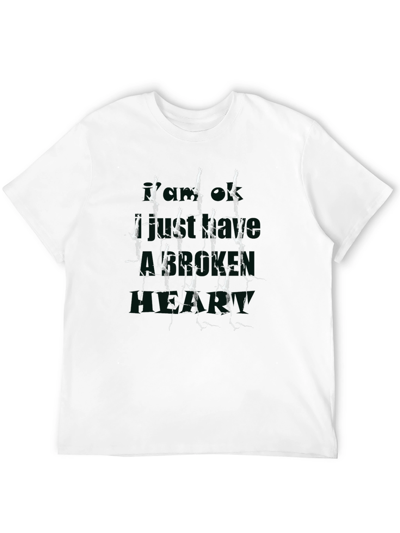 Cracked Print Graphic Tee - Black