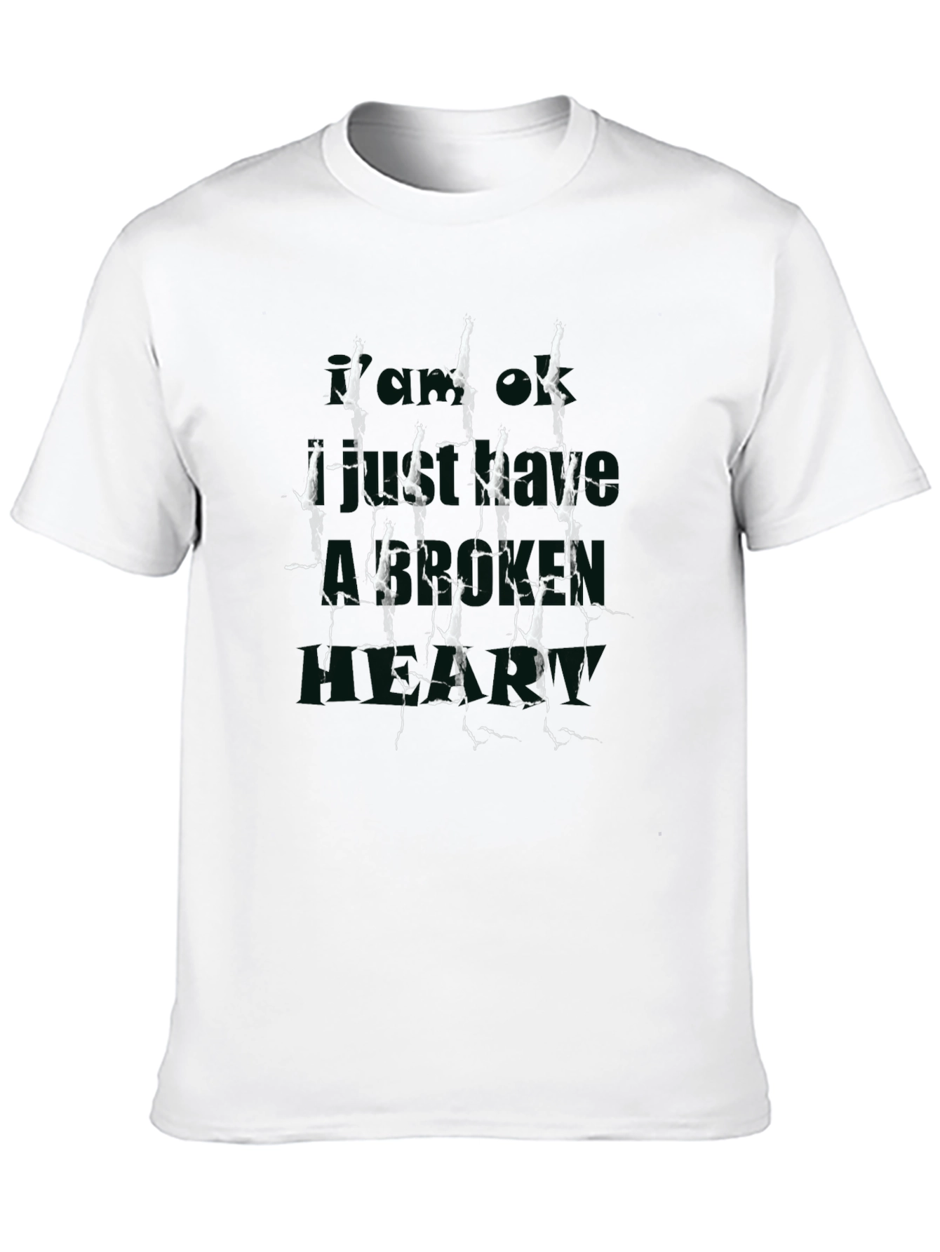 Cracked Print Graphic Tee - Black