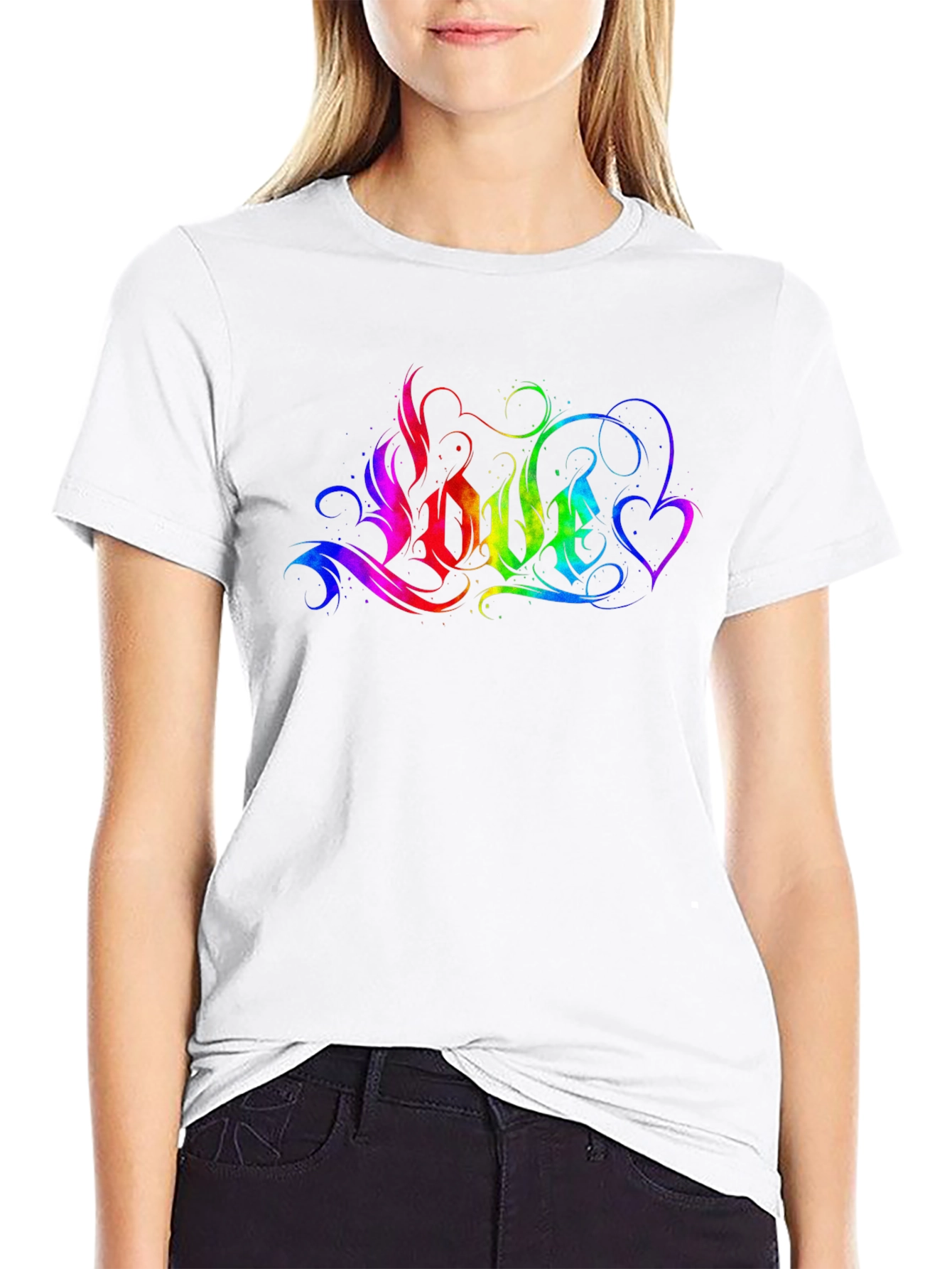 Rainbow LOVE Graphic T-Shirt - Black