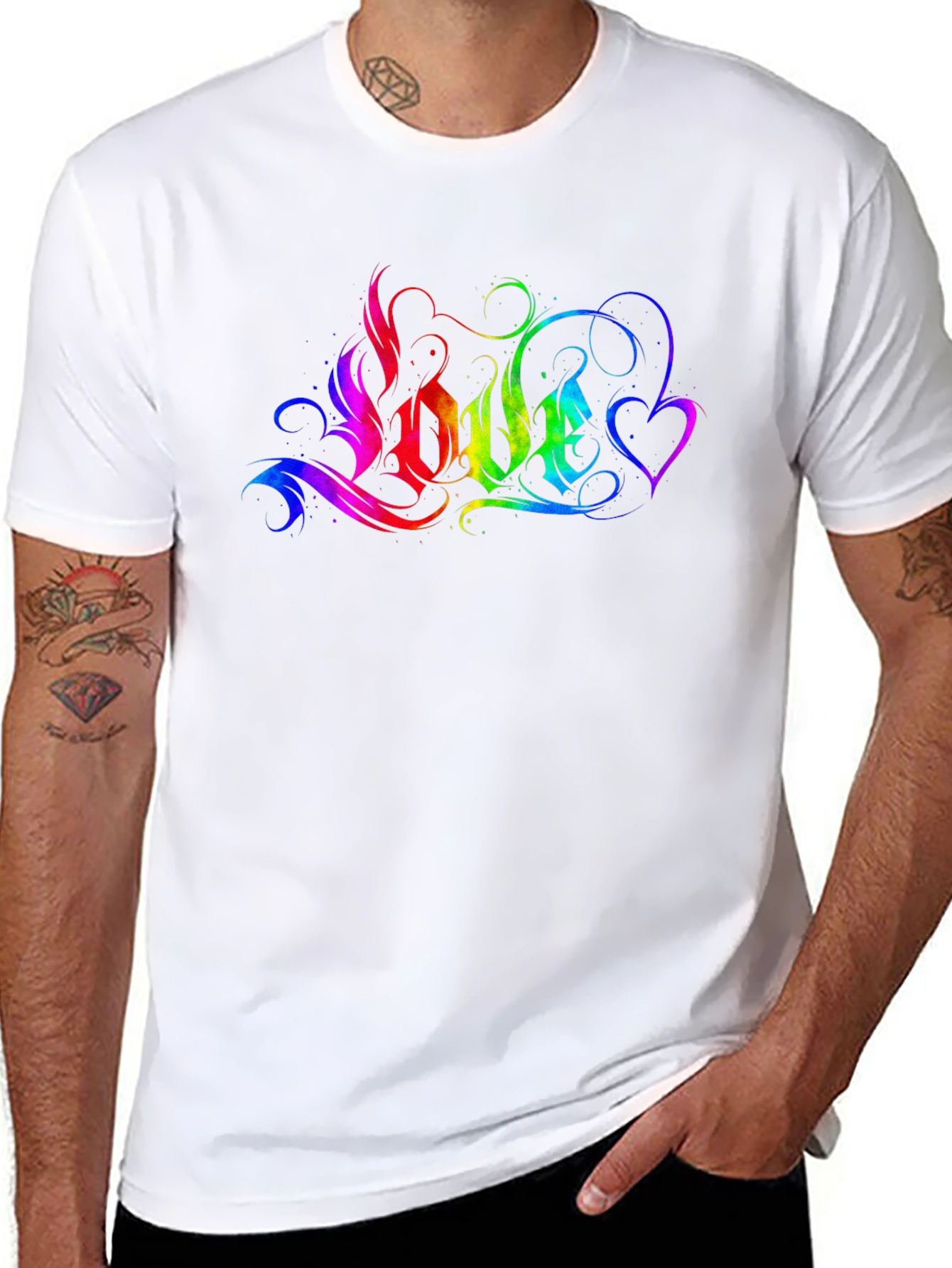 Rainbow LOVE Graphic T-Shirt - Black