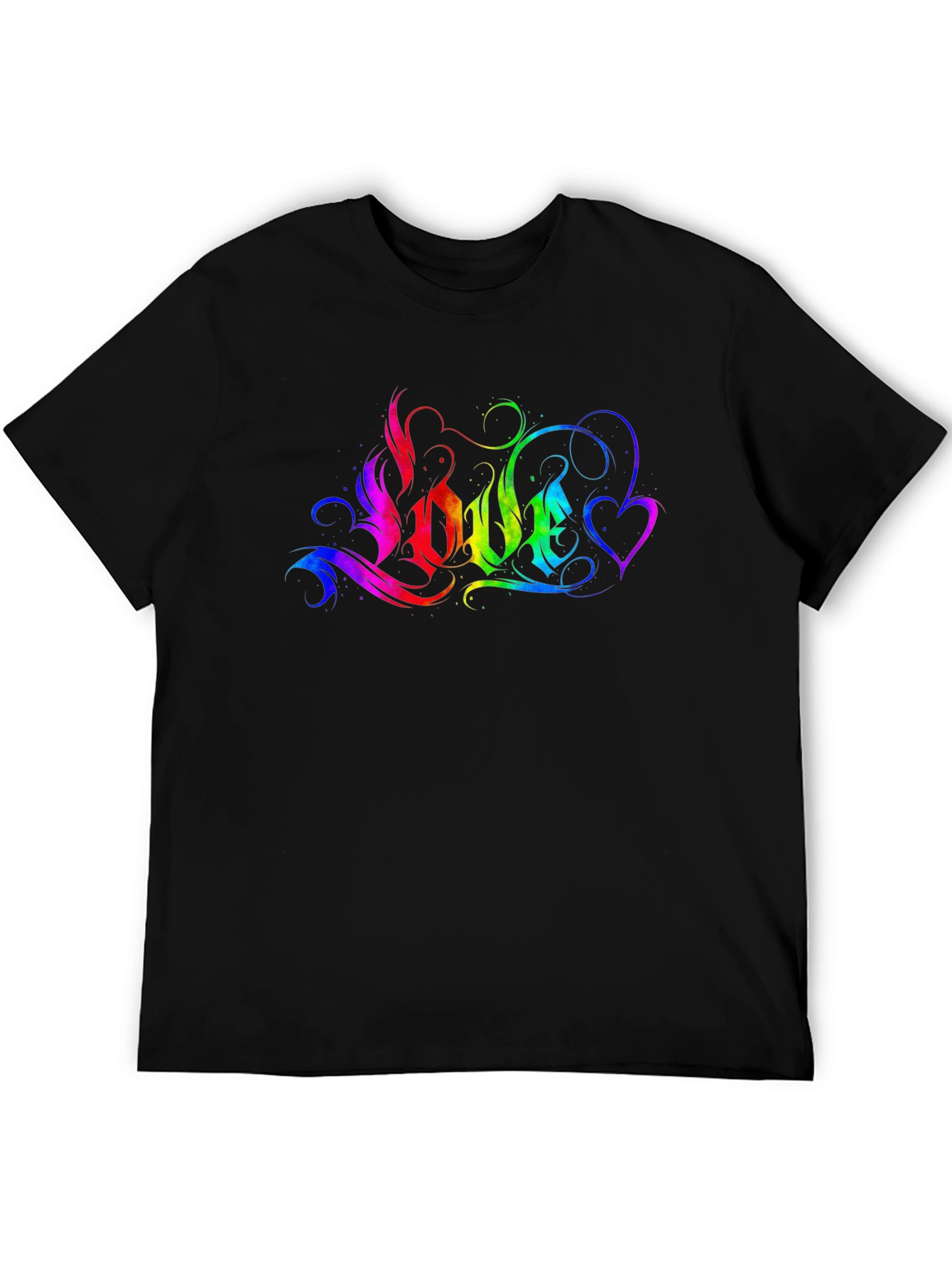 Rainbow LOVE Graphic T-Shirt - Black
