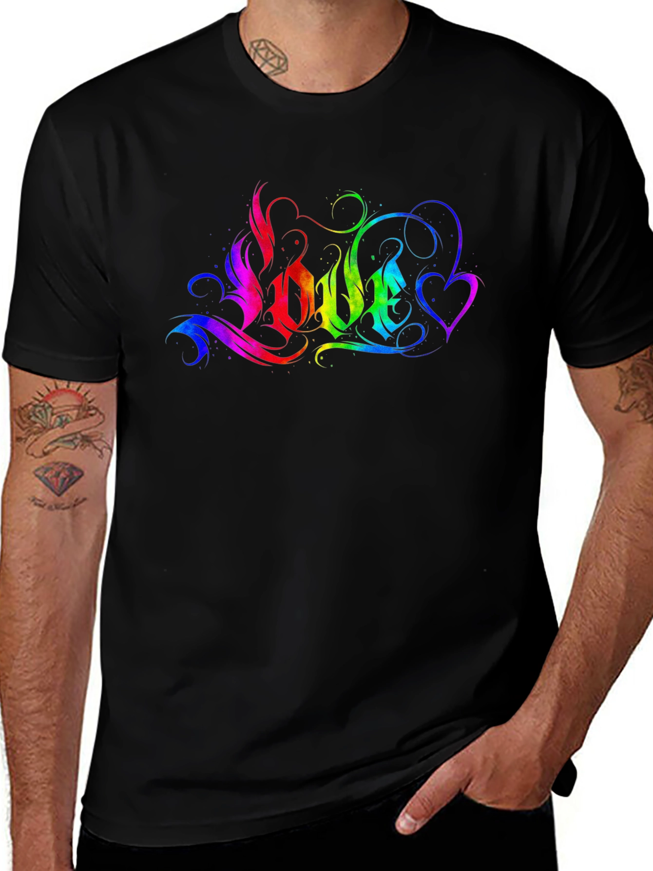 Rainbow LOVE Graphic T-Shirt - Black