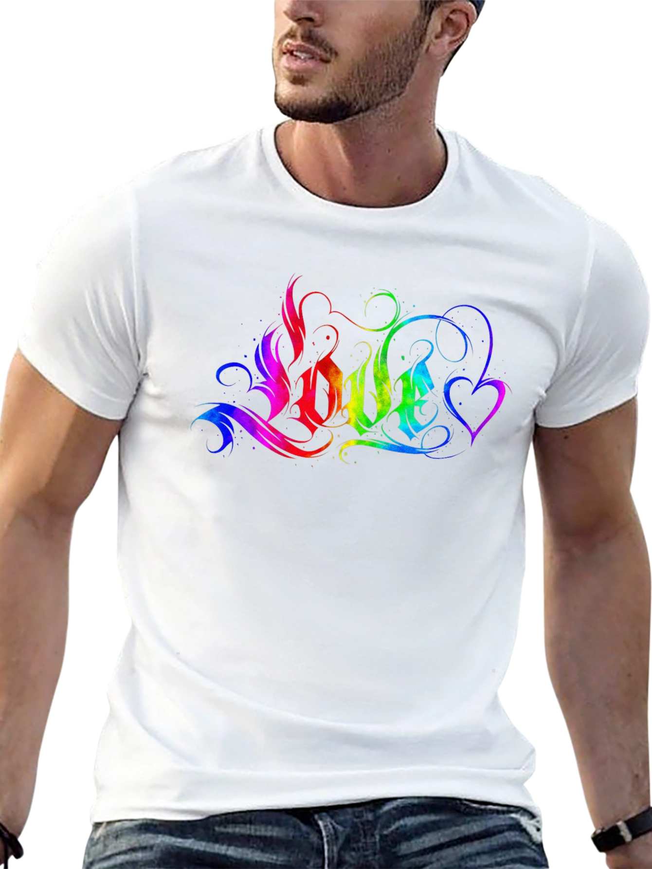 Rainbow LOVE Graphic T-Shirt - Black