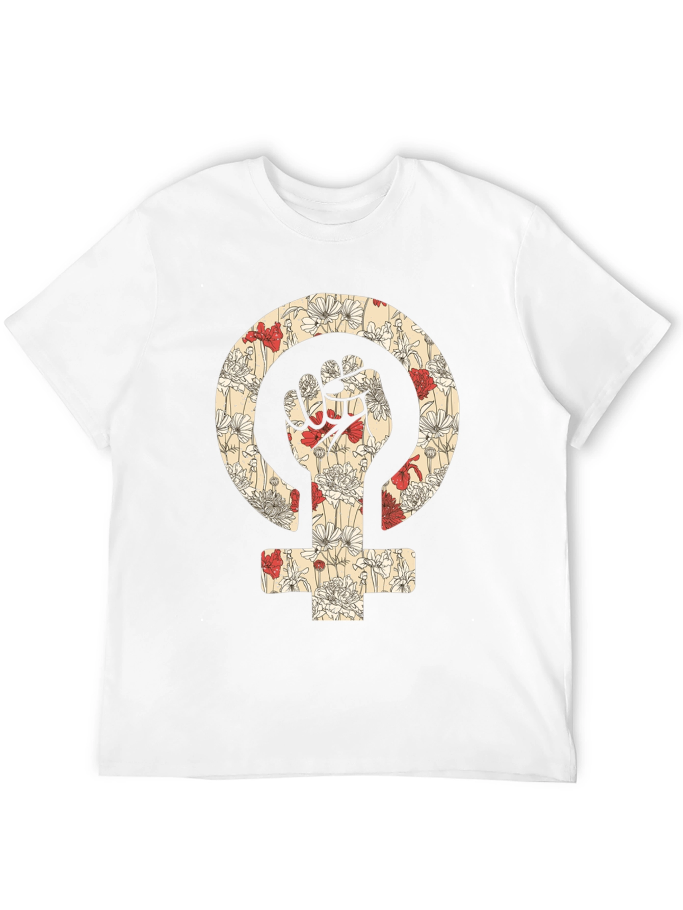Floral Feminism Power Fist T-Shirt - Black