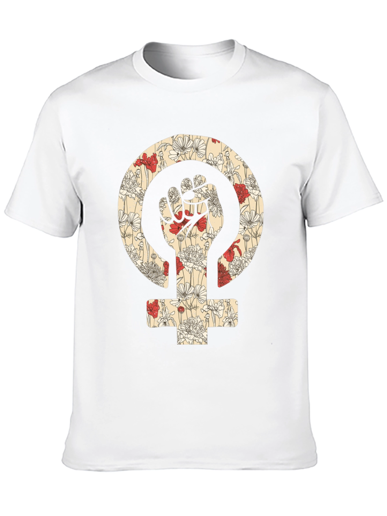 Floral Feminism Power Fist T-Shirt - Black