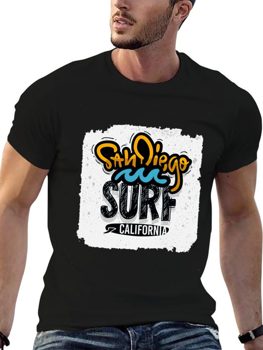 San Diego Surf California Graphic Tee - Black Cotton T-Shirt