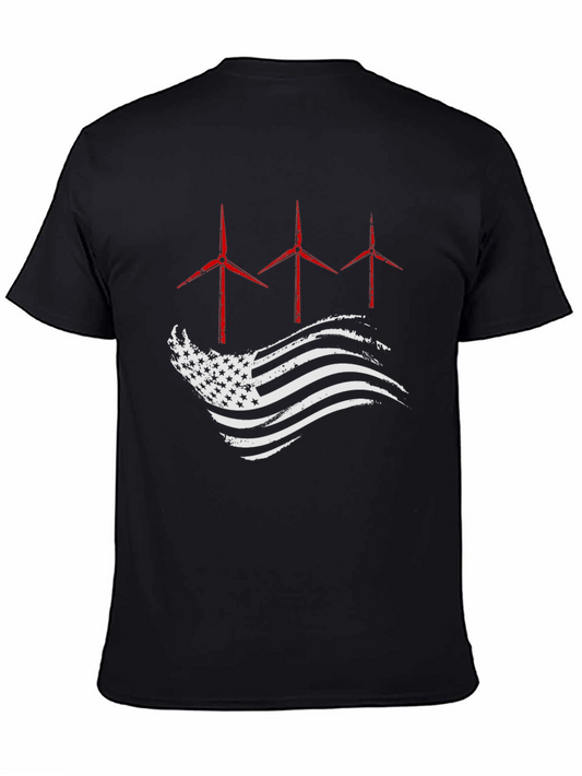 Patriotic Wind Turbine Flag T-Shirt