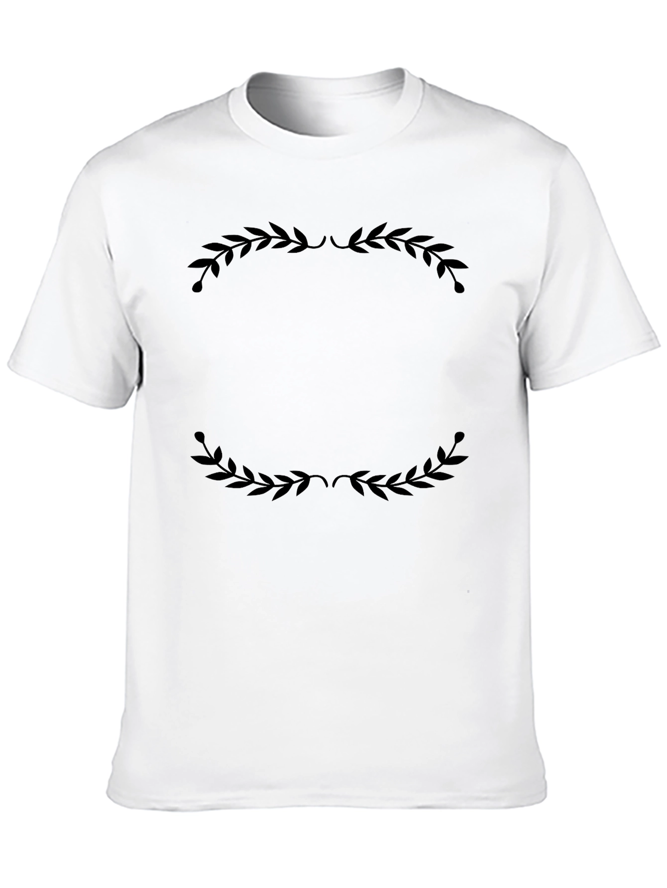 Elegant Black T-Shirt with Laurel Wreath Design