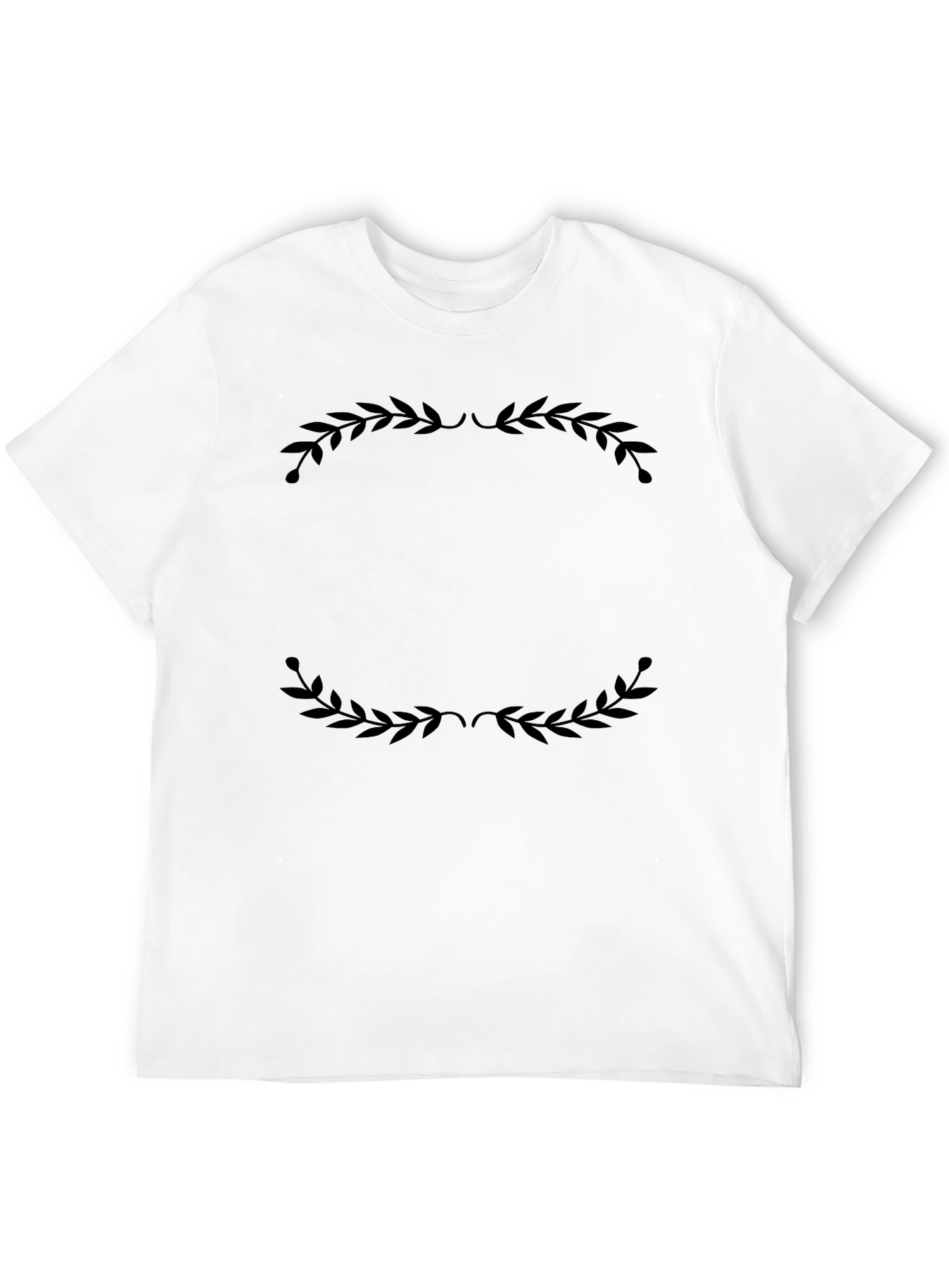 Elegant Black T-Shirt with Laurel Wreath Design