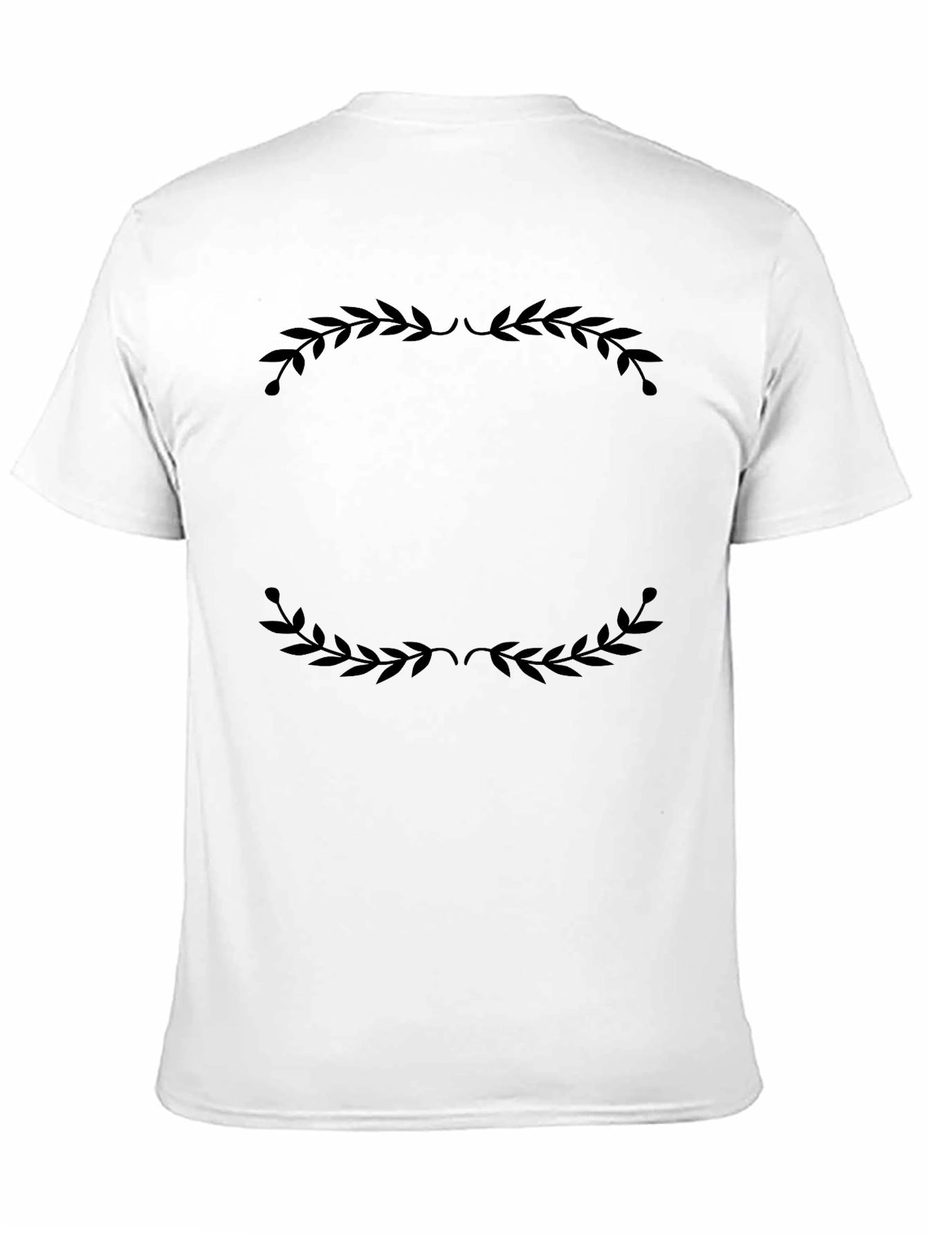 Elegant Black T-Shirt with Laurel Wreath Design