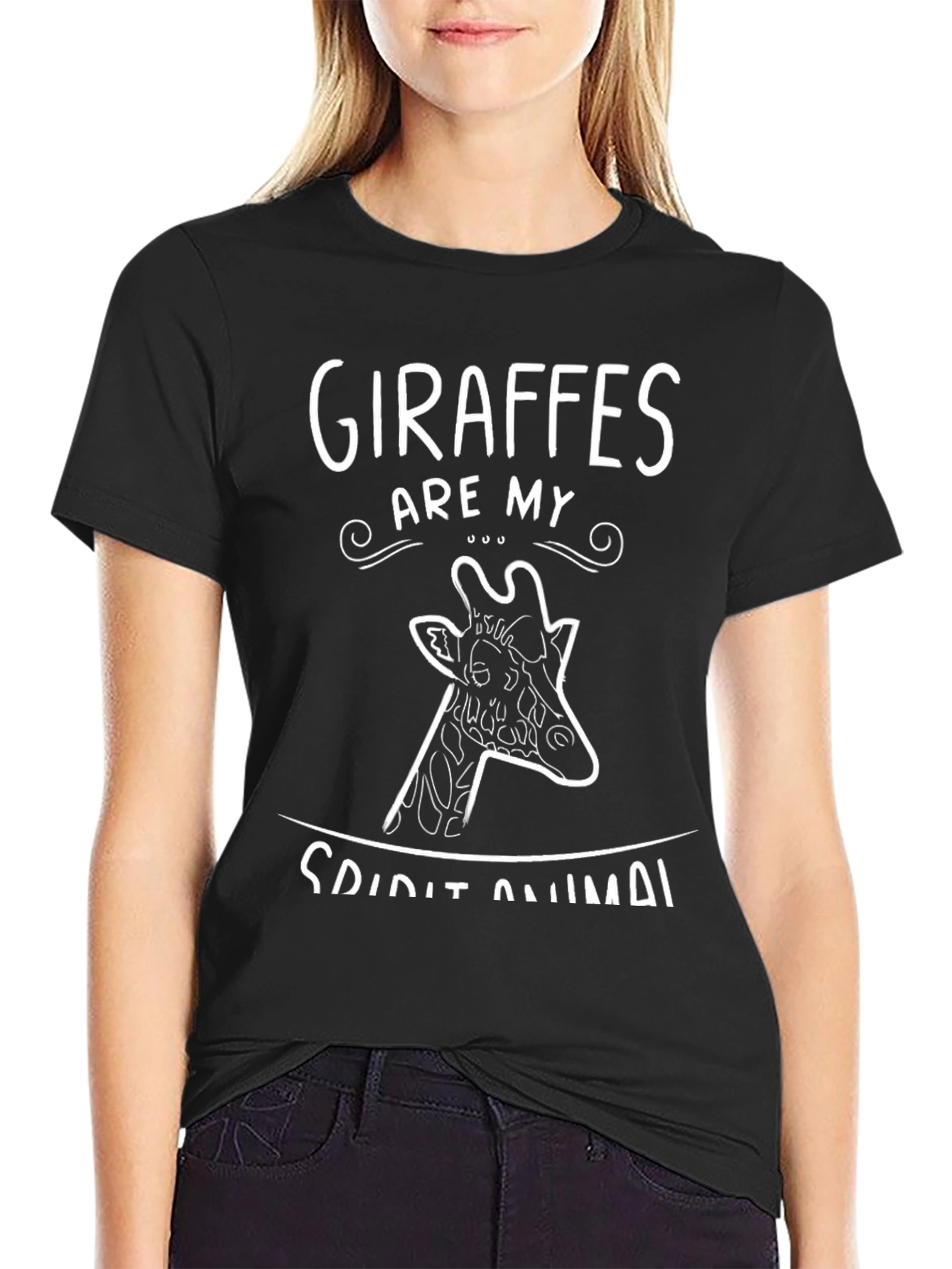 Giraffe Spirit Animal Graphic Tee - Mens Black T-Shirt