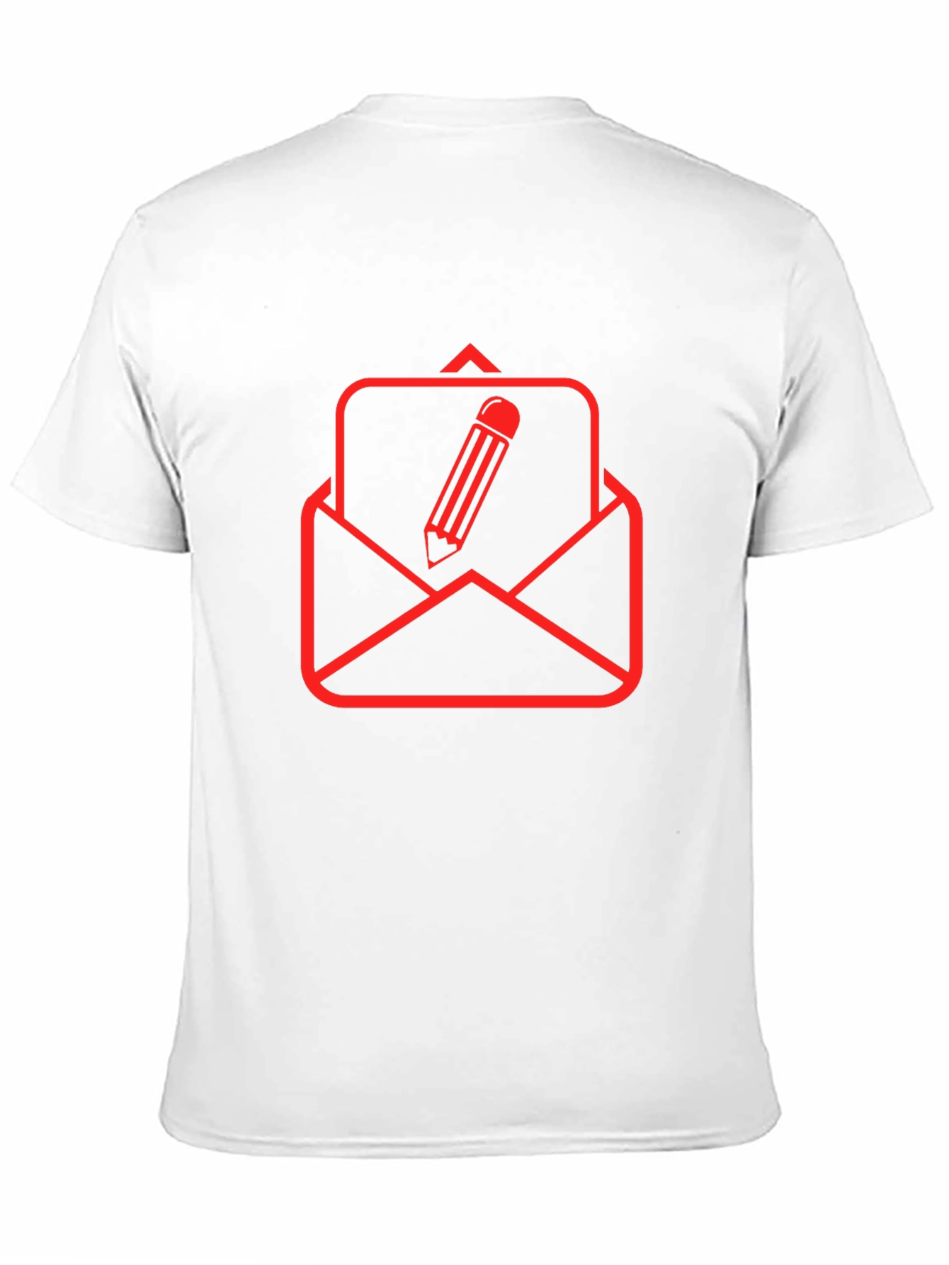 Black T-Shirt with Red Email & Pencil Graphic