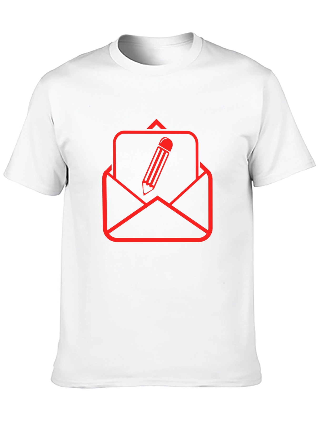 Black T-Shirt with Red Email & Pencil Graphic