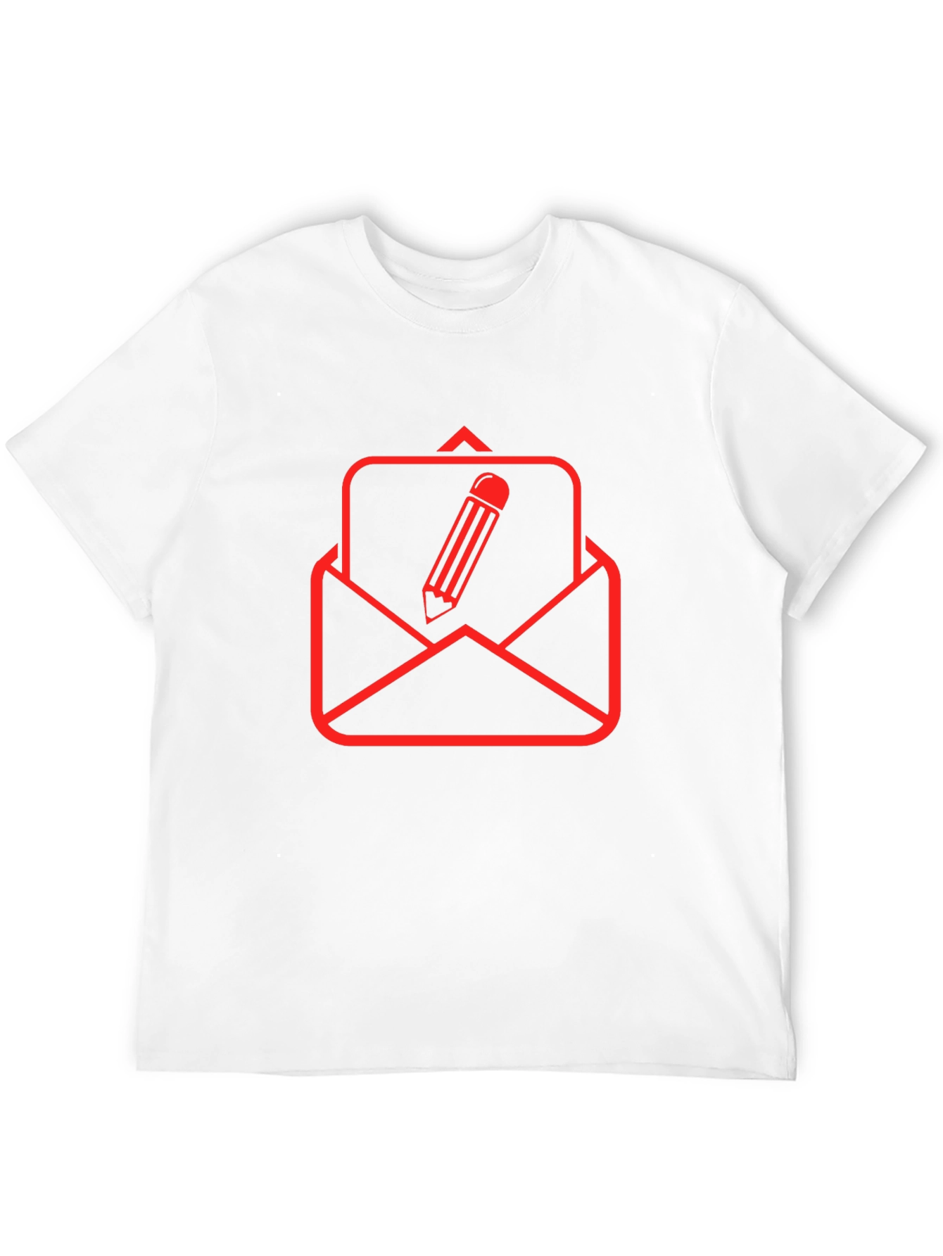Black T-Shirt with Red Email & Pencil Graphic