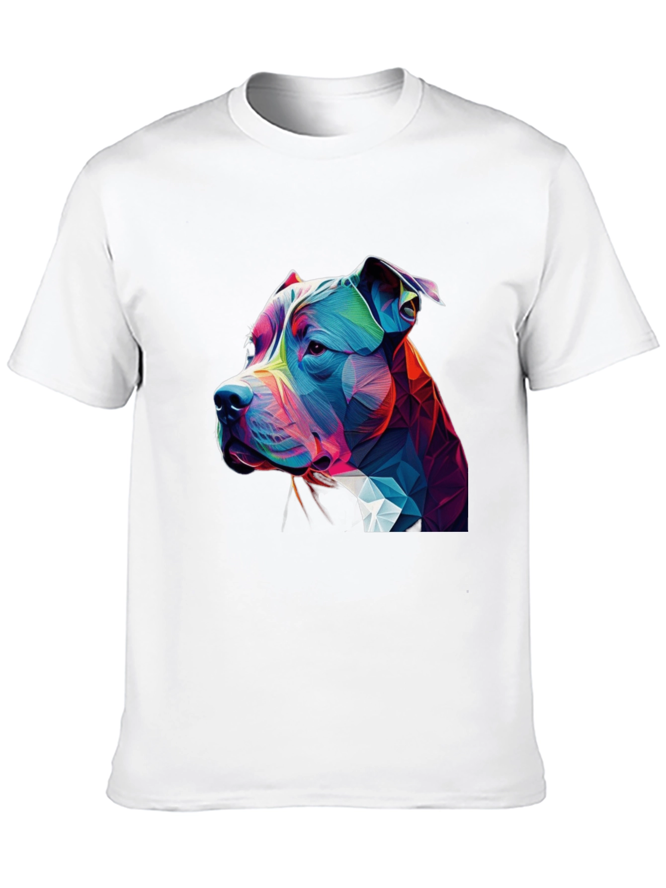 Geometric Pitbull Dog Graphic Black T-Shirt
