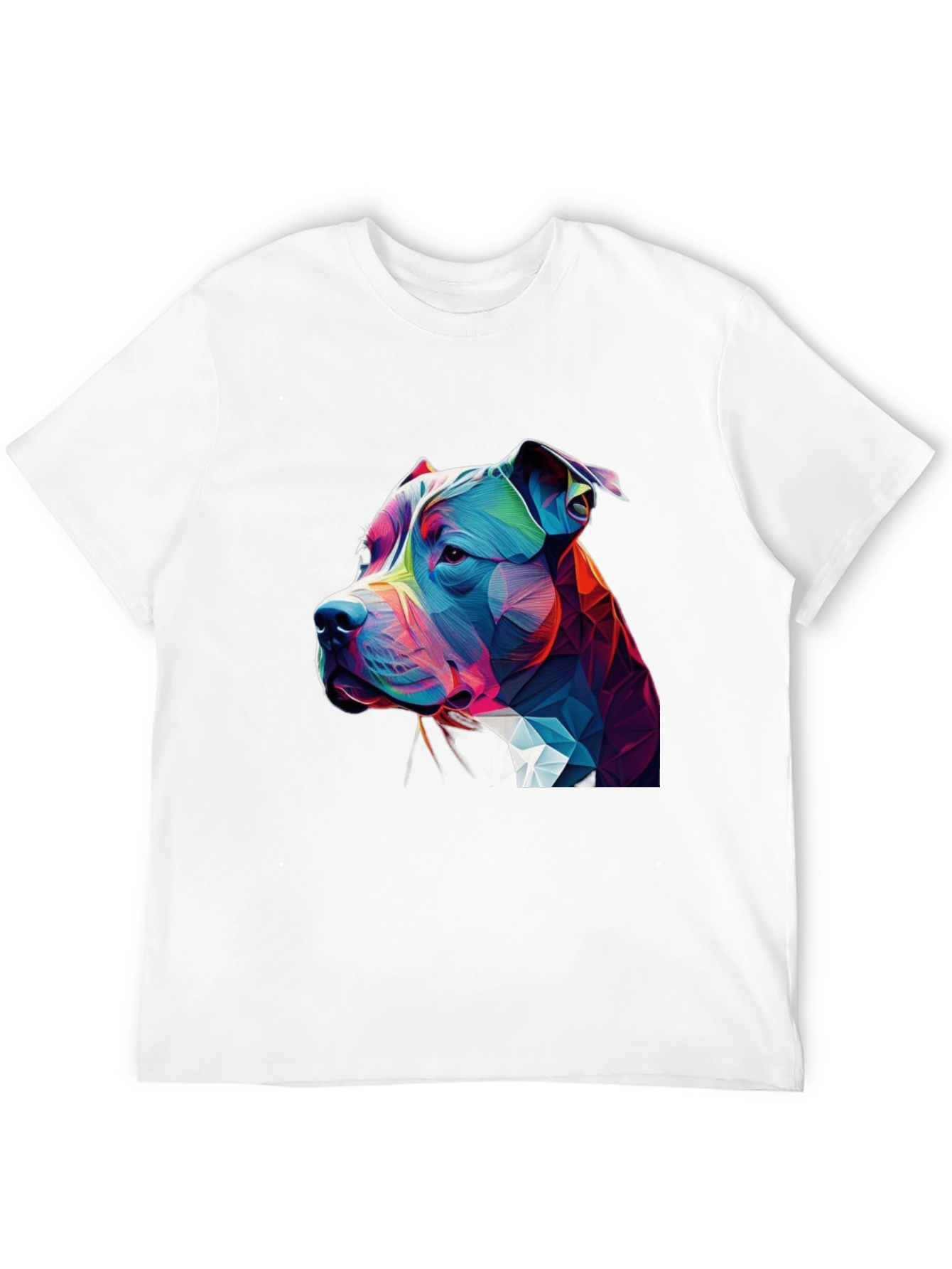Geometric Pitbull Dog Graphic Black T-Shirt